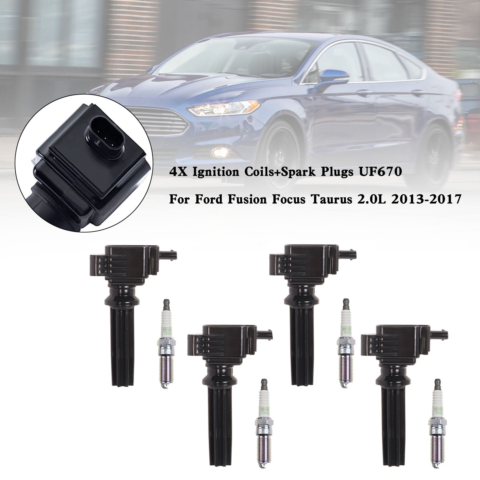 2013-2015 Ford Focus Titanium Plus Berline 4 portes 4X bobines d'allumage + bougies d'allumage UF670