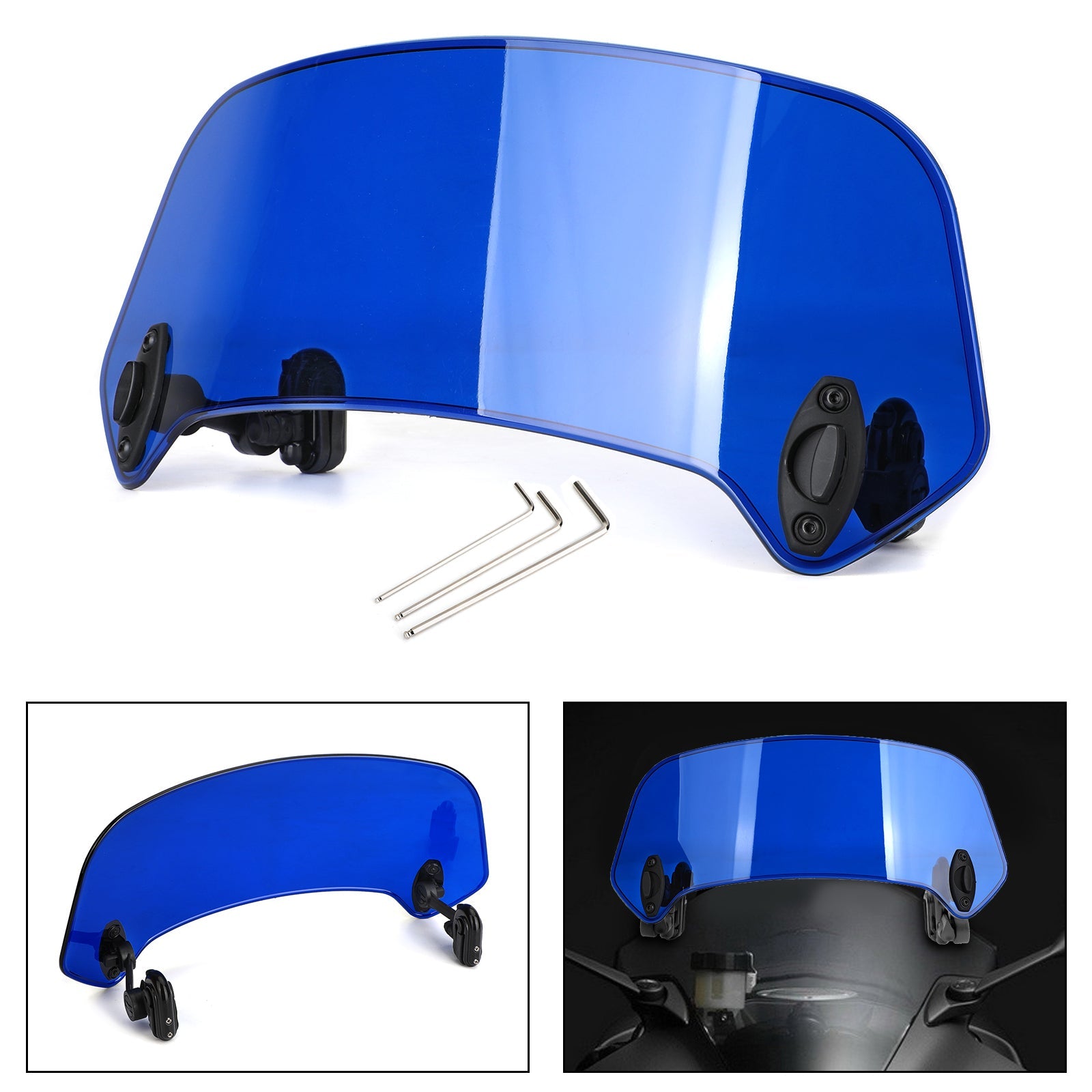 Motorcycle Adjustable Clip On Windshield Extension Spoiler Wind Deflector