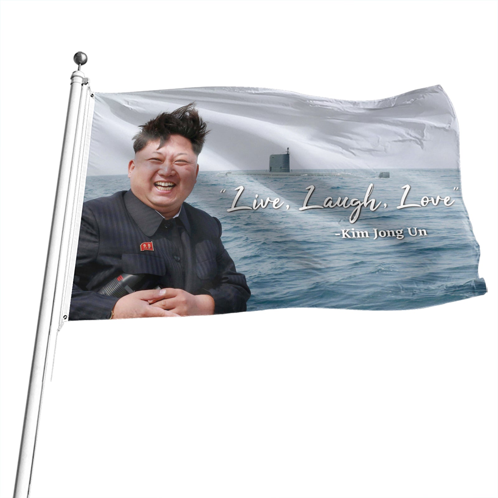 Kim Jong Un Live Laugh Love Bannière Drapeau 3x5FT Drapeau de jardin