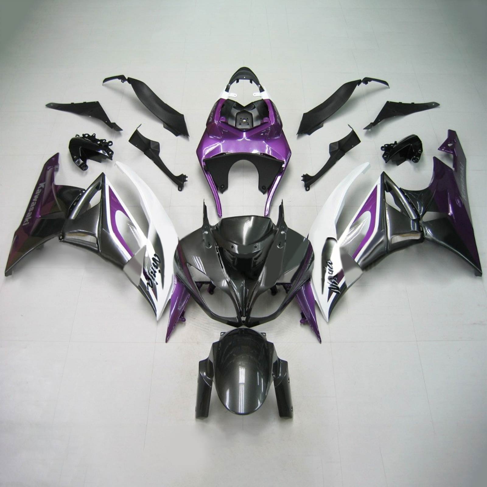 2009-2012 Kawasaki ZX6R 636 Amotopart Injection Fairing Kit Bodywork Plastic ABS #114