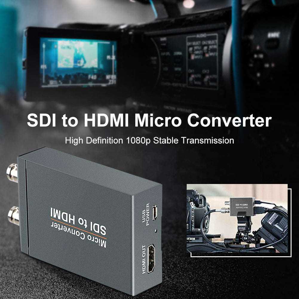 Mini HD Video Micro Converter SDI to HDMI + SDI 1 to 2 Audio Format Detection