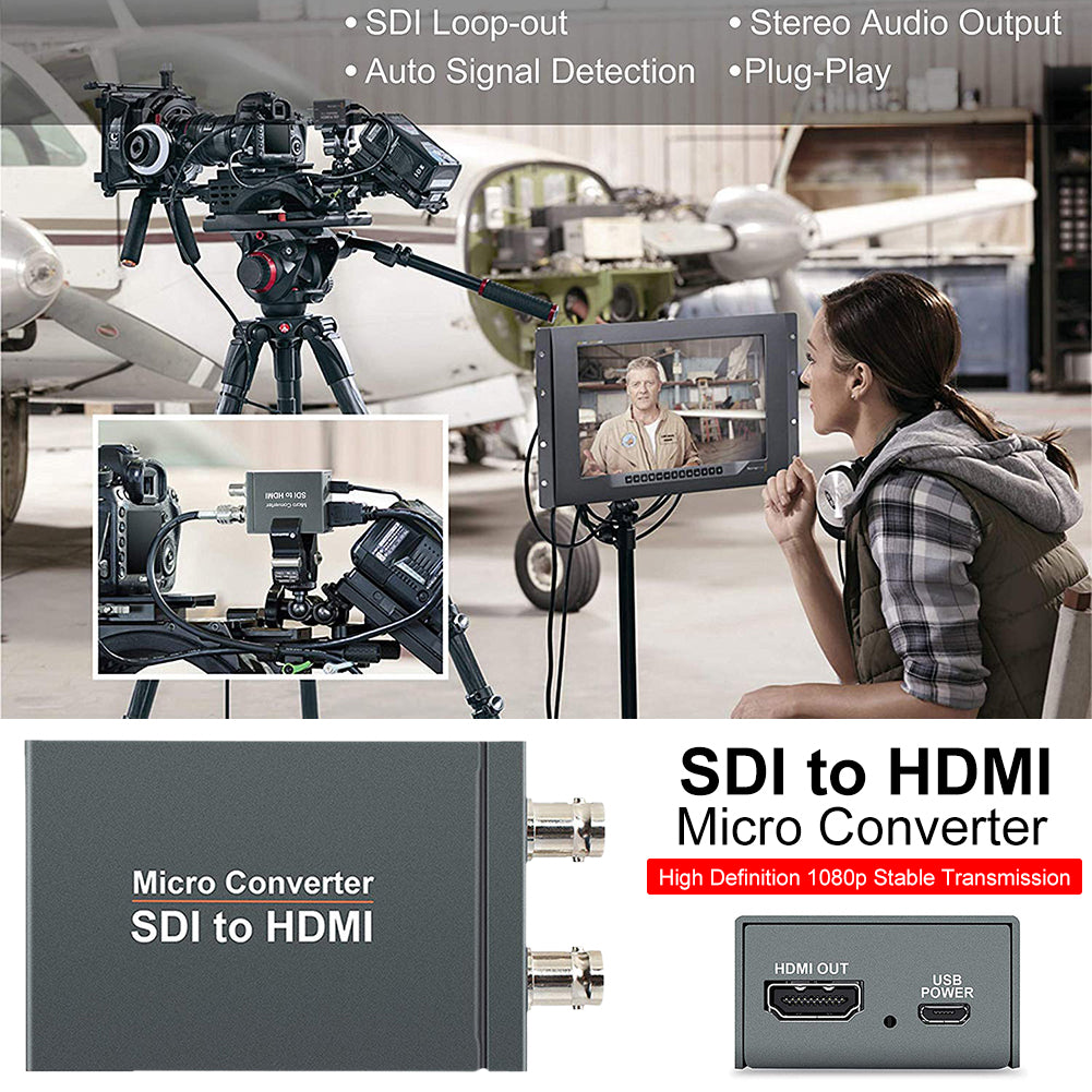 Mini convertisseur vidéo HD SDI vers HDMI + détection de format audio SDI 1 à 2