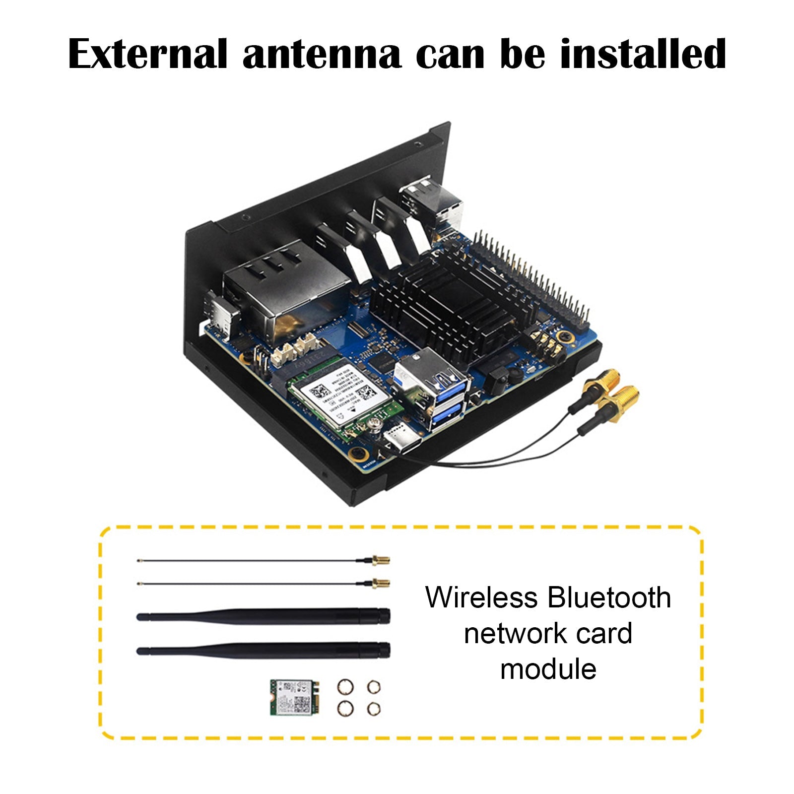 Geschikt voor Orange pi 5 Plus metalen koelbehuizing met ventilator en externe antenne WIFI