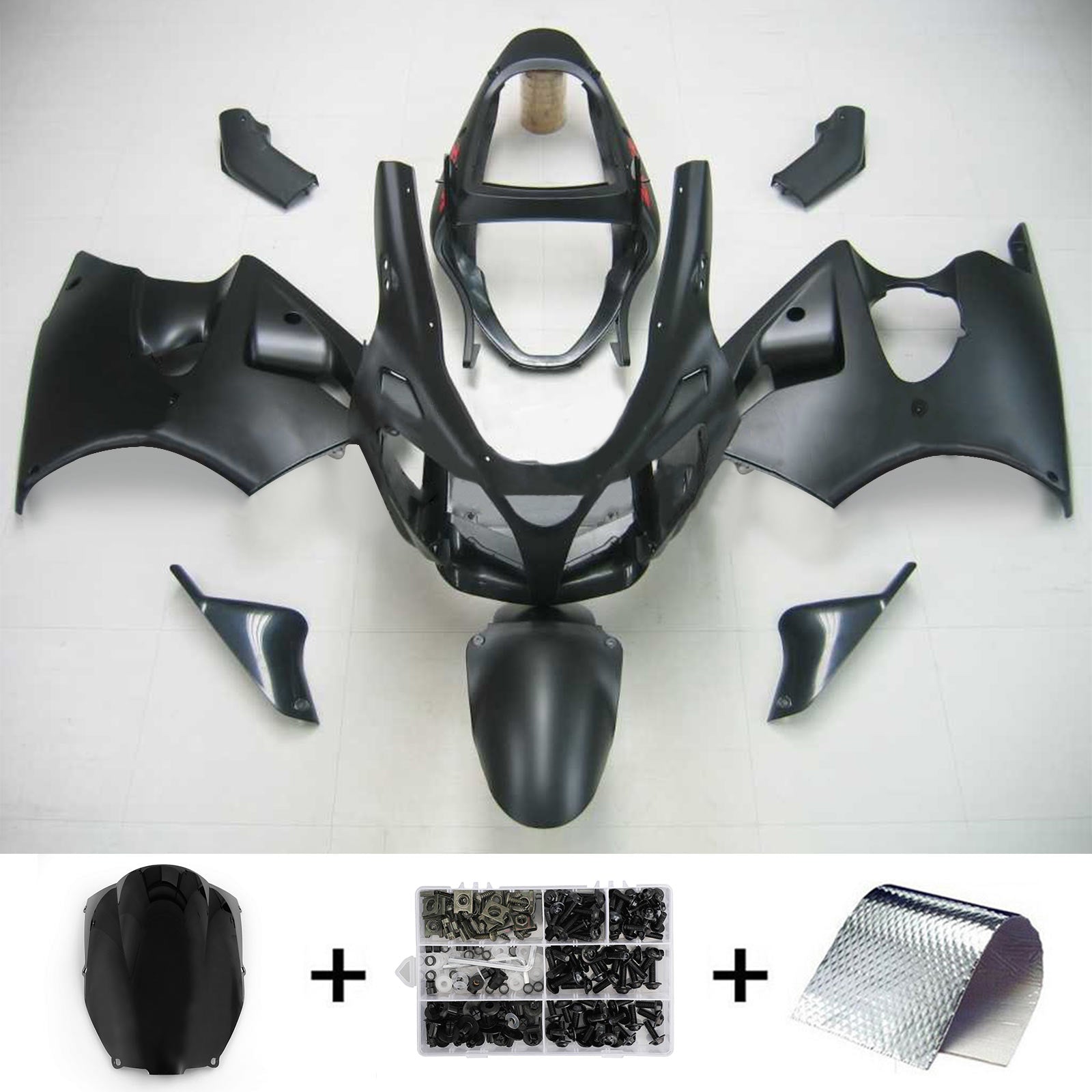 Kit de carénage tout noir Kawasaki Zx6R 2000-2002