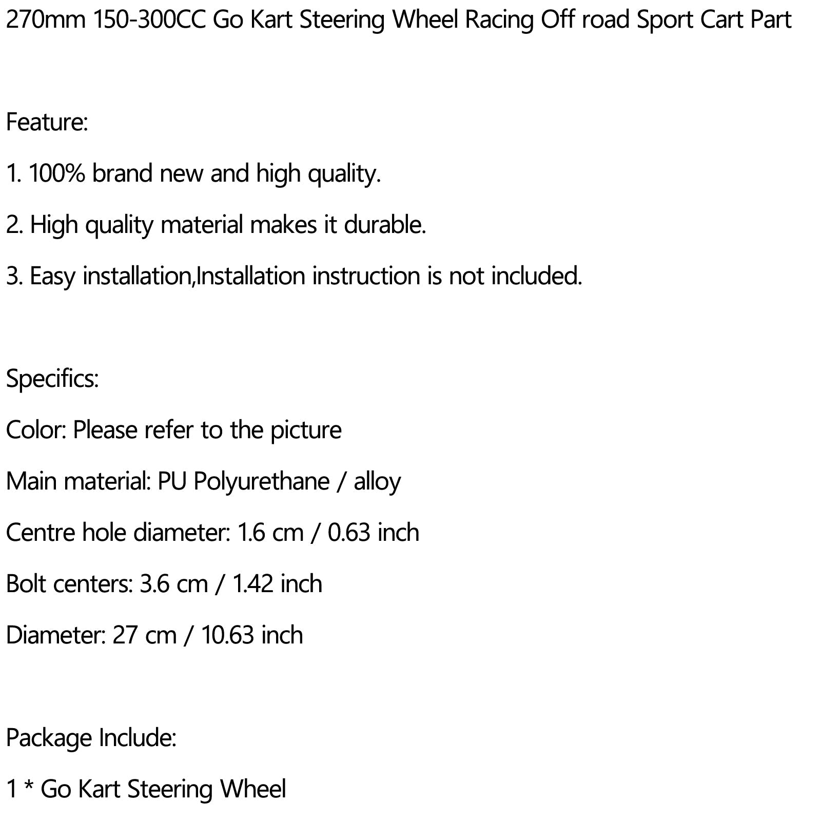 270 mm 150-300CC Go Kart ratt Racing Offroad Sport Cart Part