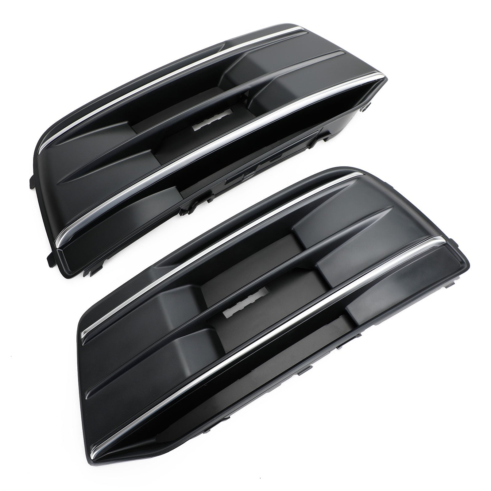 2018-2022 Audi Q5 2PCS Front Bumper Cover Grille Bezel Insert Black/Chrome