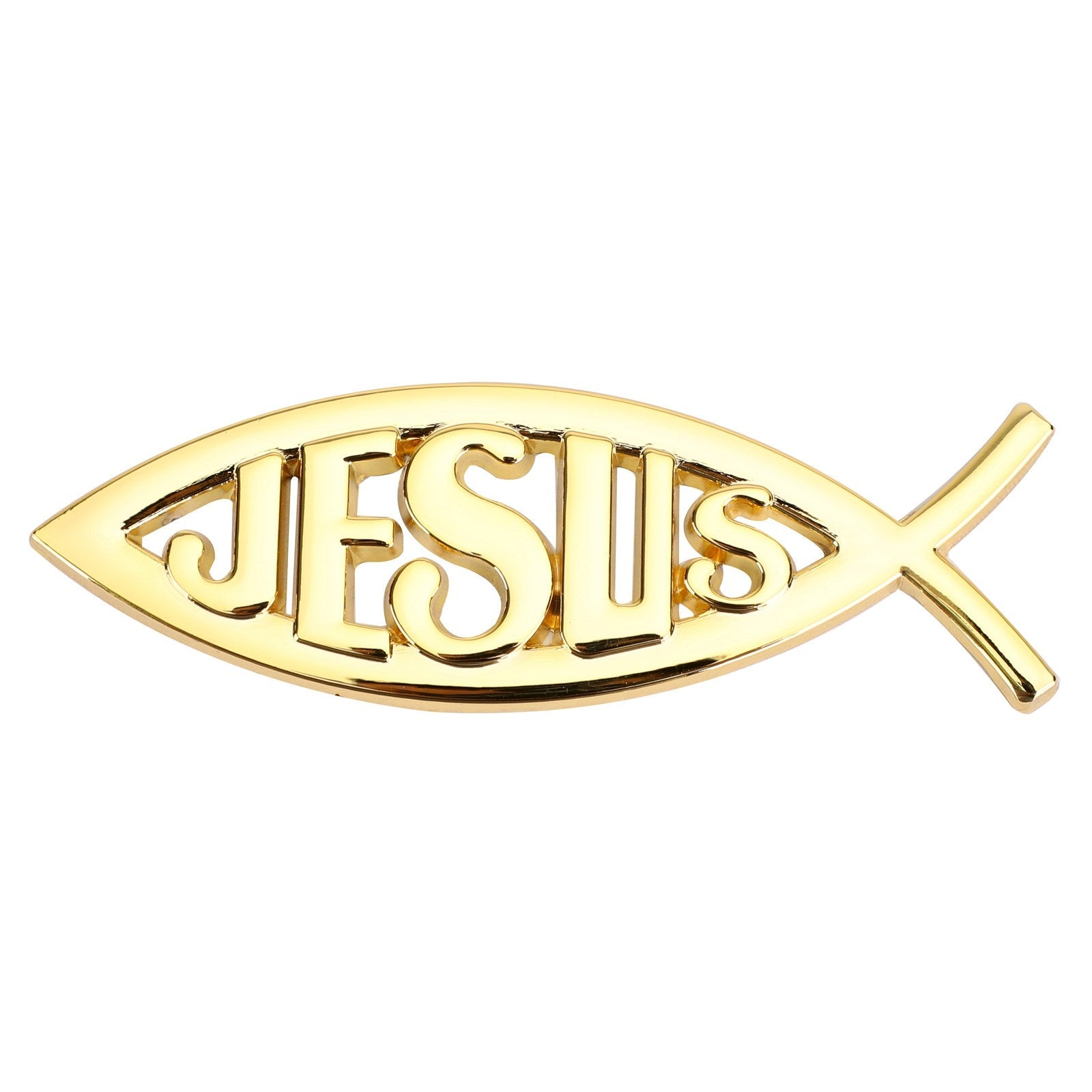 3D Car Decal Emblem Sticker Religious God For Jesus Christian Fish Symbol Silver Generic