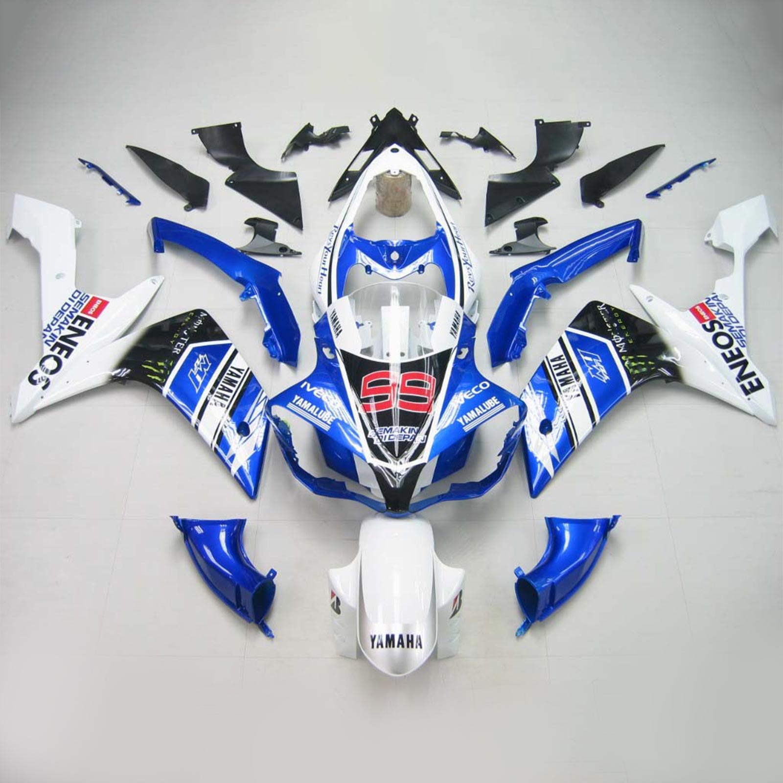 2007-2008 Yamaha YZF 1000 R1 Kit de carénage d'injection carrosserie plastique ABS #105