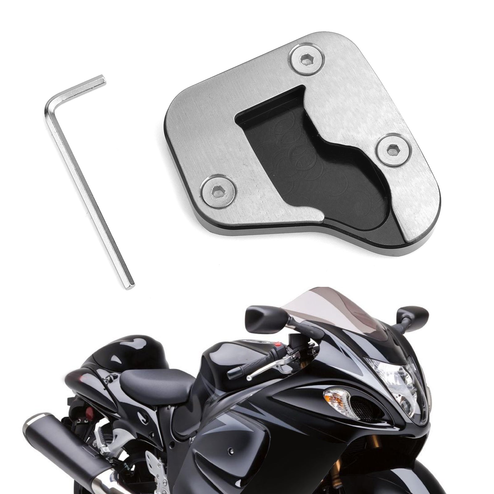 Kickstand Zijstandaard Vergroten Plaat Pad voor SUZUKI HAYABUSA GSXR 1300R 2008-2019 Generiek