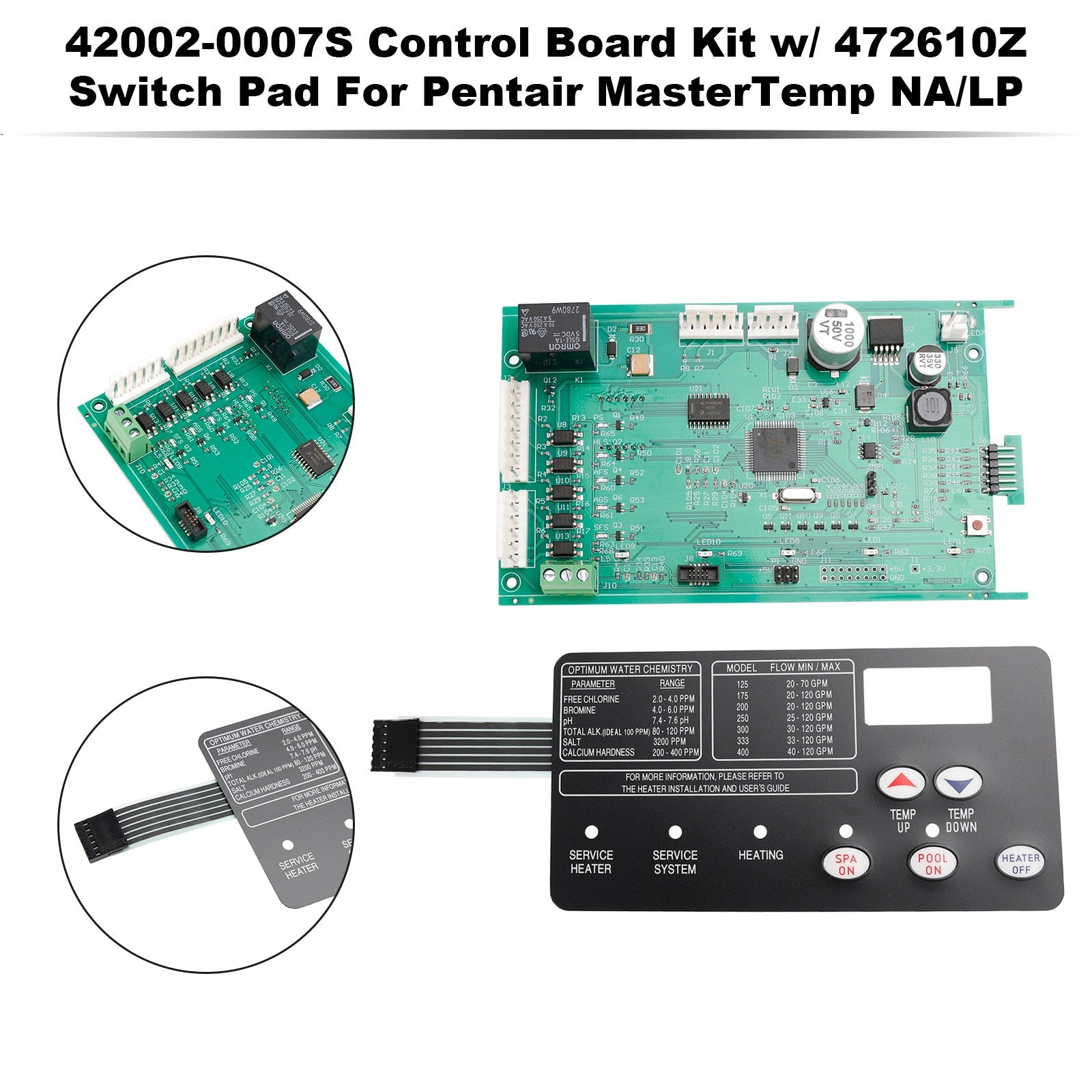 42002-0007S Besturingskaartset met 472610Z-schakelaarpad voor Pentair MasterTemp NA/LP