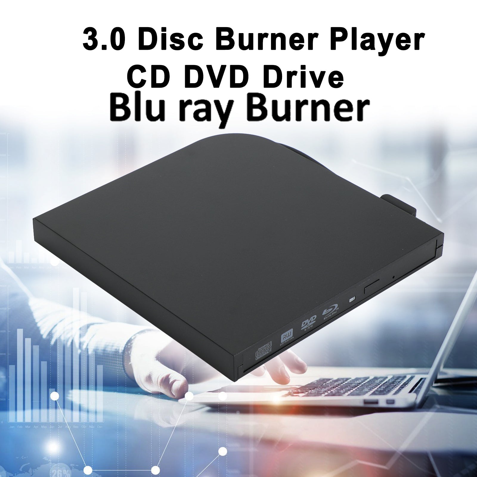 Genuine Bluray Burner External USB 3.0 Player BD DVD CD Recorder Cable Drive