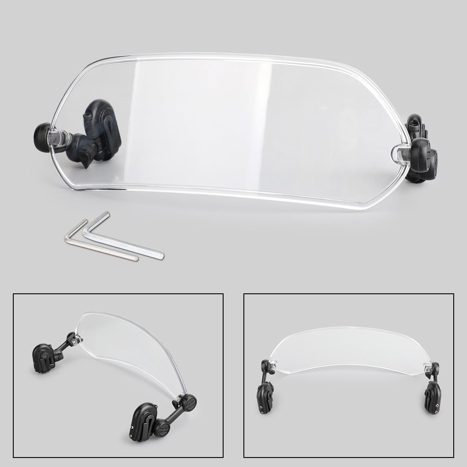 Motorcycle Adjustable Clip On Windshield Extension Spoiler Wind Deflector