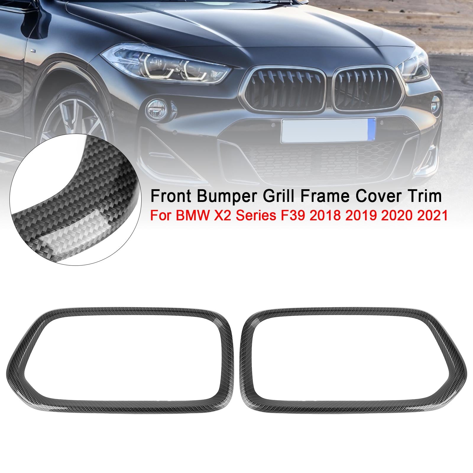 2018-2023 BMW X2 Series F39 Front Bumper Grill Frame Cover Trim 51712455246 51712455247 Generic