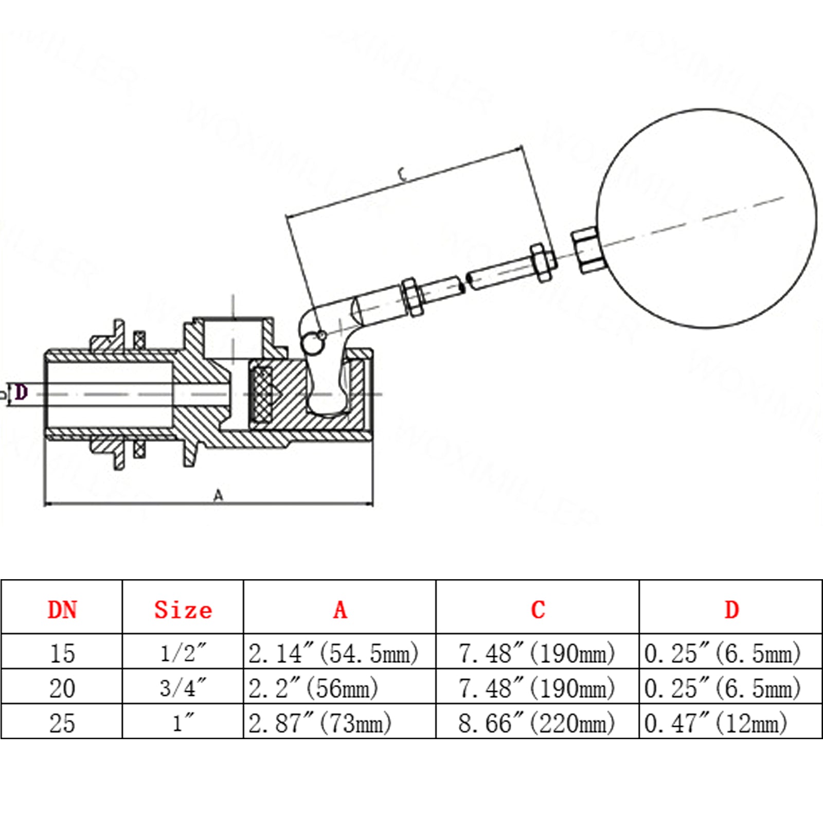 1/2"-1"Male Thread Float Ball Valve Floating Ball Stainless Steel Water Sensor