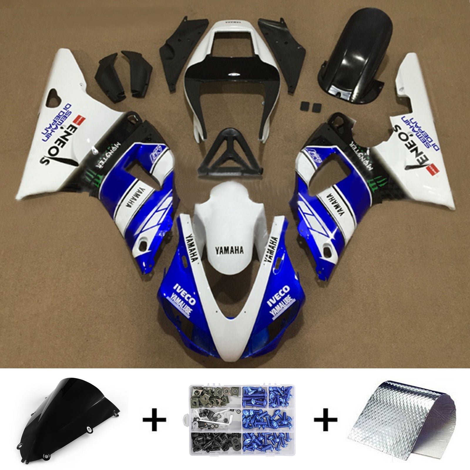 1998-1999 Yamaha YZF 1000 R1 Kit de carénage d'injection carrosserie plastique ABS # 123