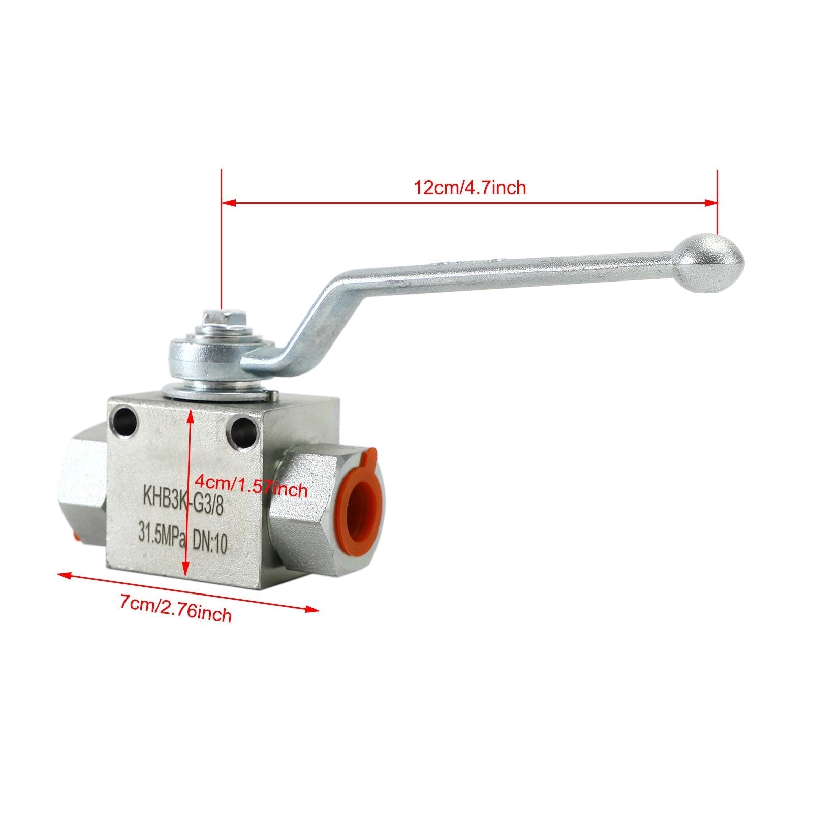 3-veis hydraulisk kuleventil 1/4" NPT kvinnelig høytrykks kuleventil