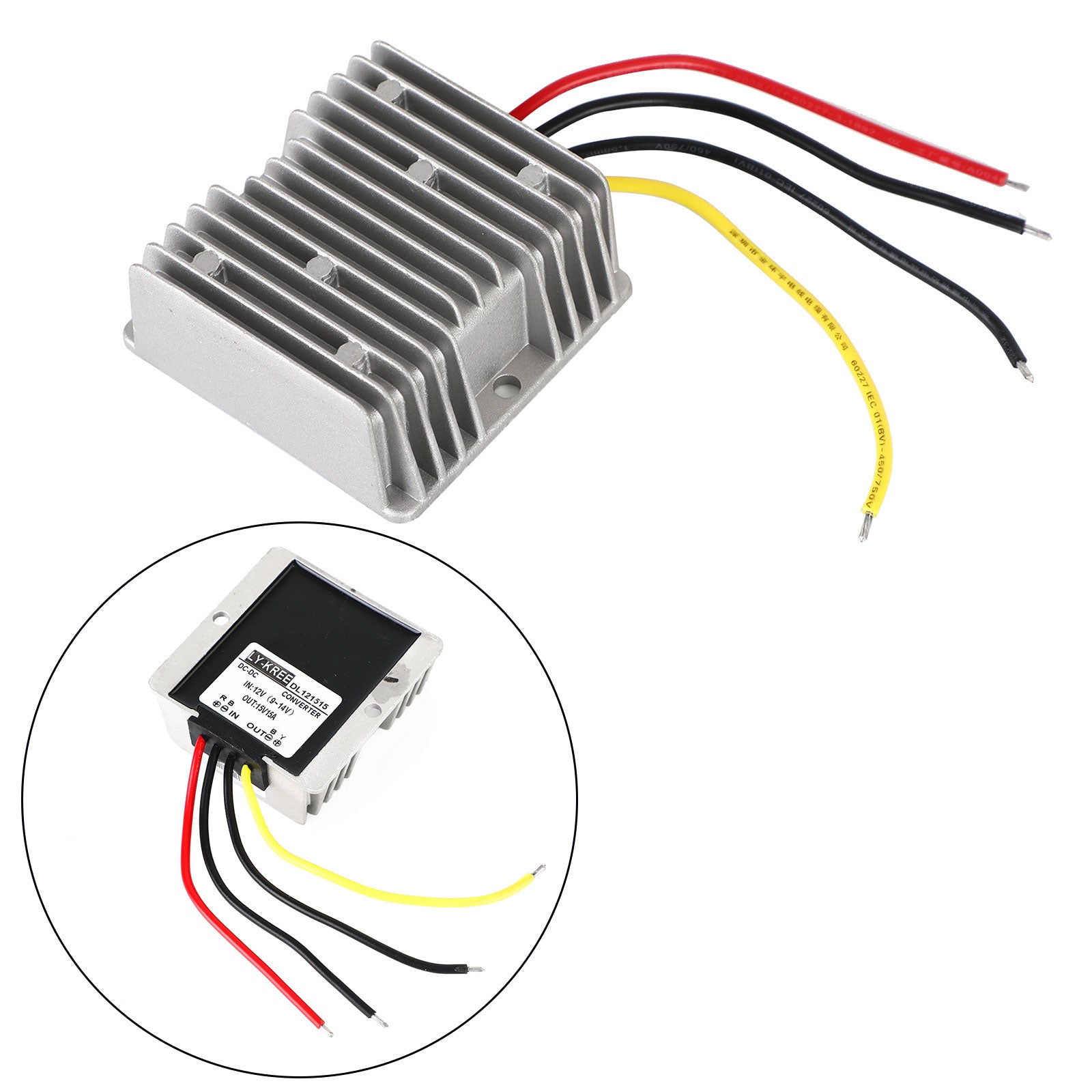 Waterproof DC/DC Converter Regulator 12V Step Up to 15V 15A 225W