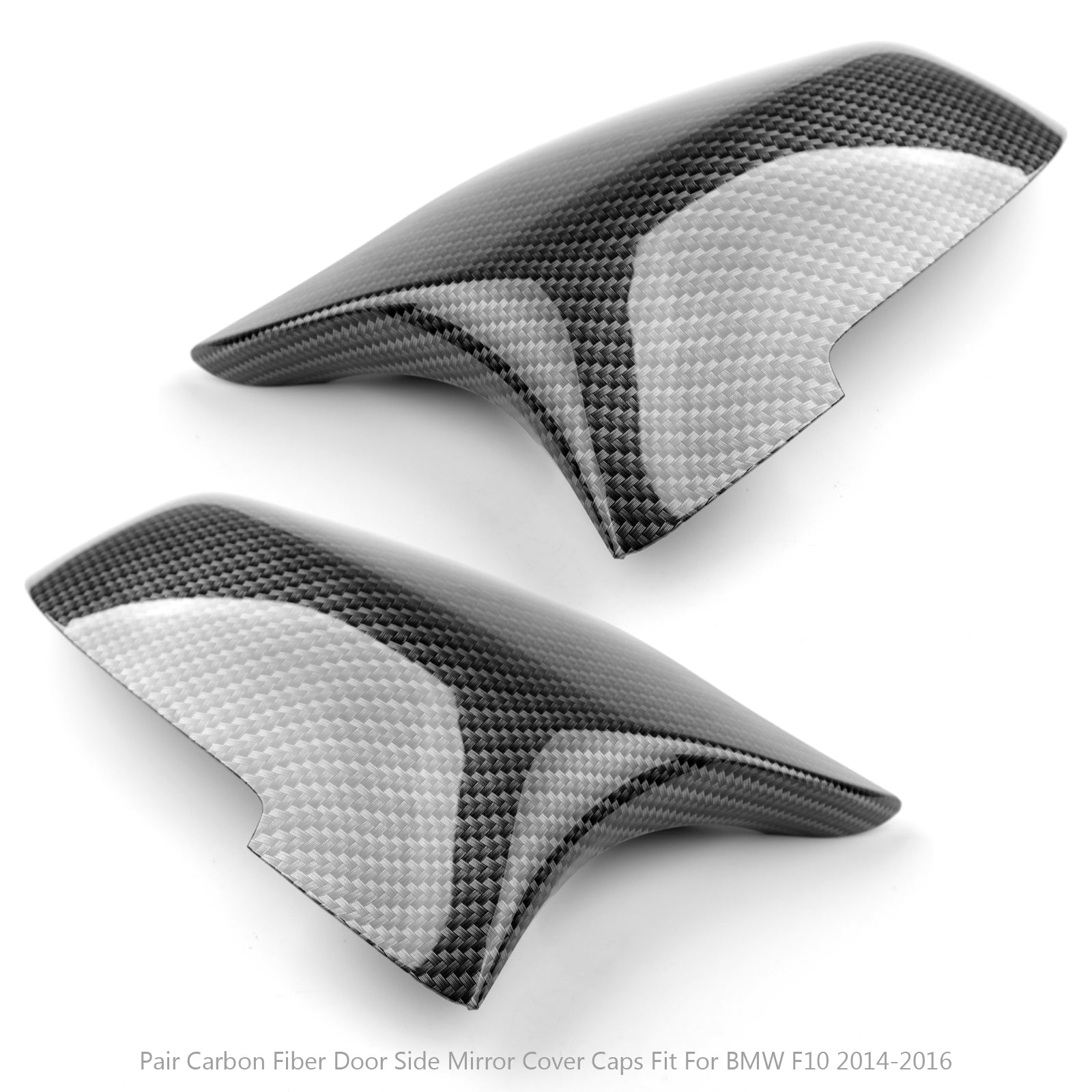 Pair Carbon Fiber Side Rear View Mirror Cover Caps For BMW F10 F18 2014-2016 Generic