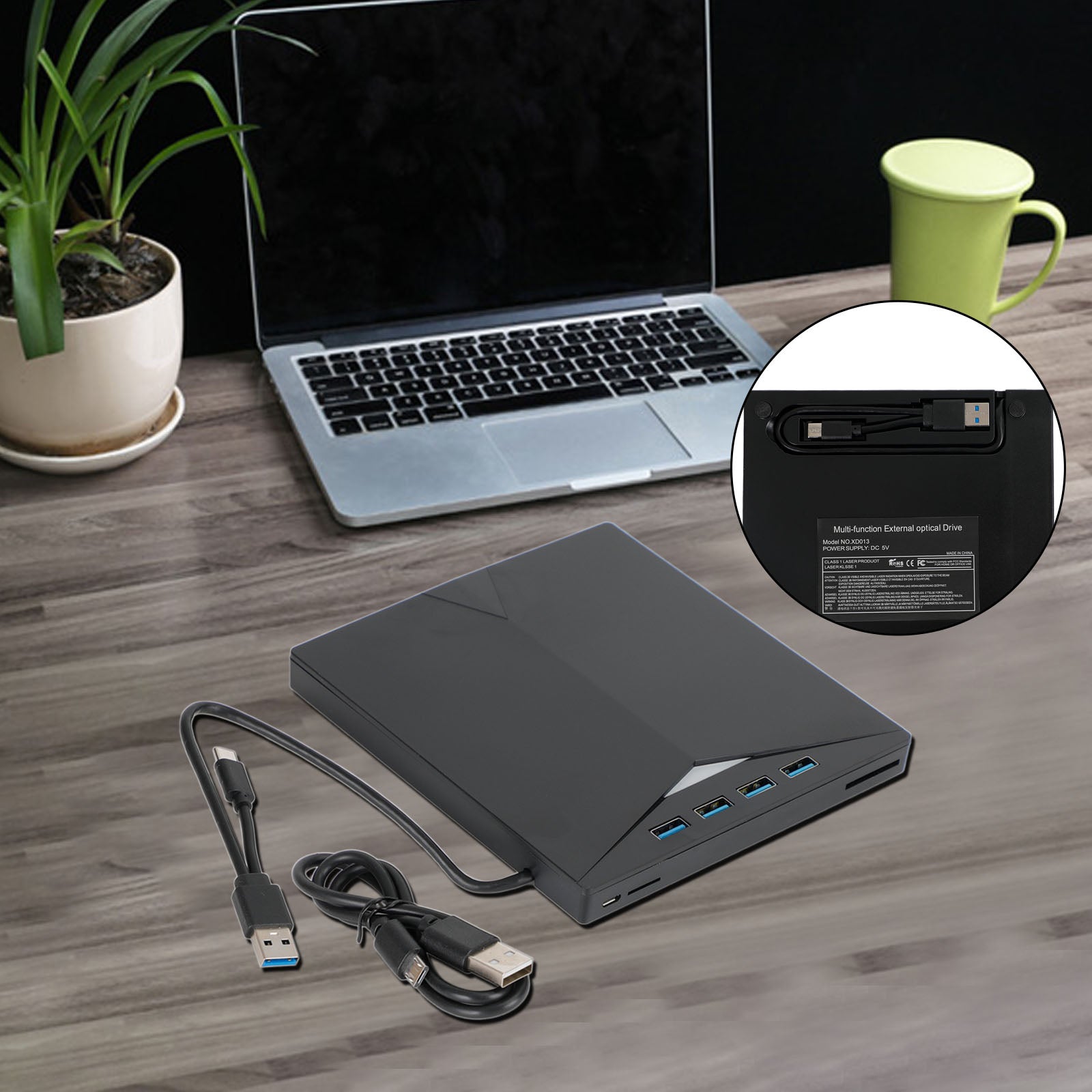 USB Type-C 7 IN 1 externe schijfschrijflezer BD CD DVD-station USB 3.0 extern CD/DVD-station voor laptop 7 in 1 USB 3.0 dvd-speler Draagbare brander Extern dvd-station voor laptop Compatibel met laptop Desktop PC Mac OS