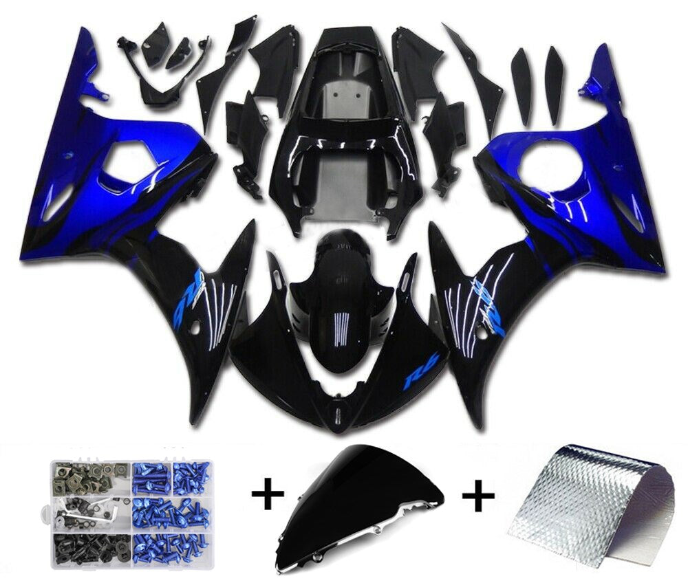 2005 Yamaha YZF R6 kuip blauwzwarte set