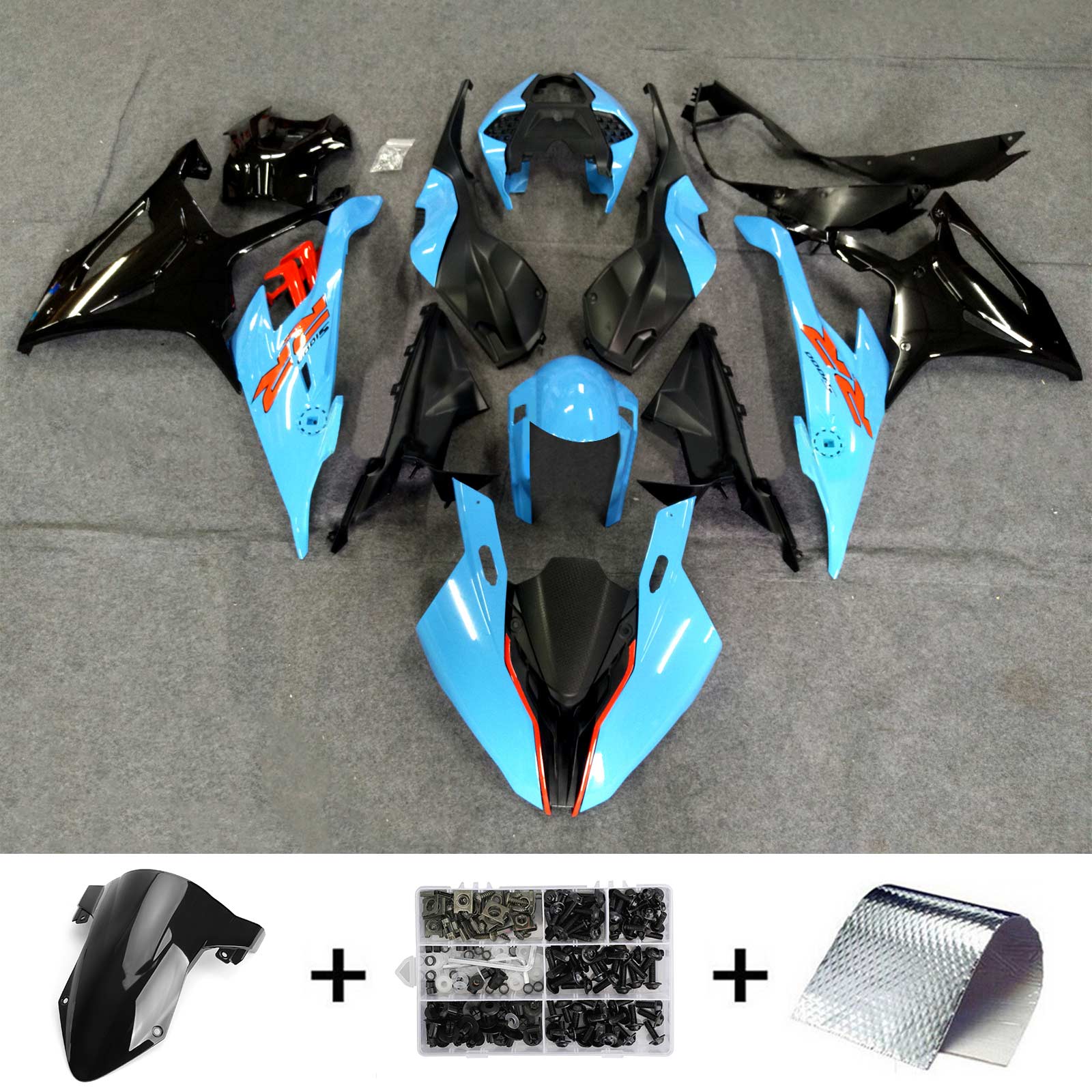 2019-2022 BMW S1000RR Amotopart Injection Fairing Kit Karosseri Plast ABS #124