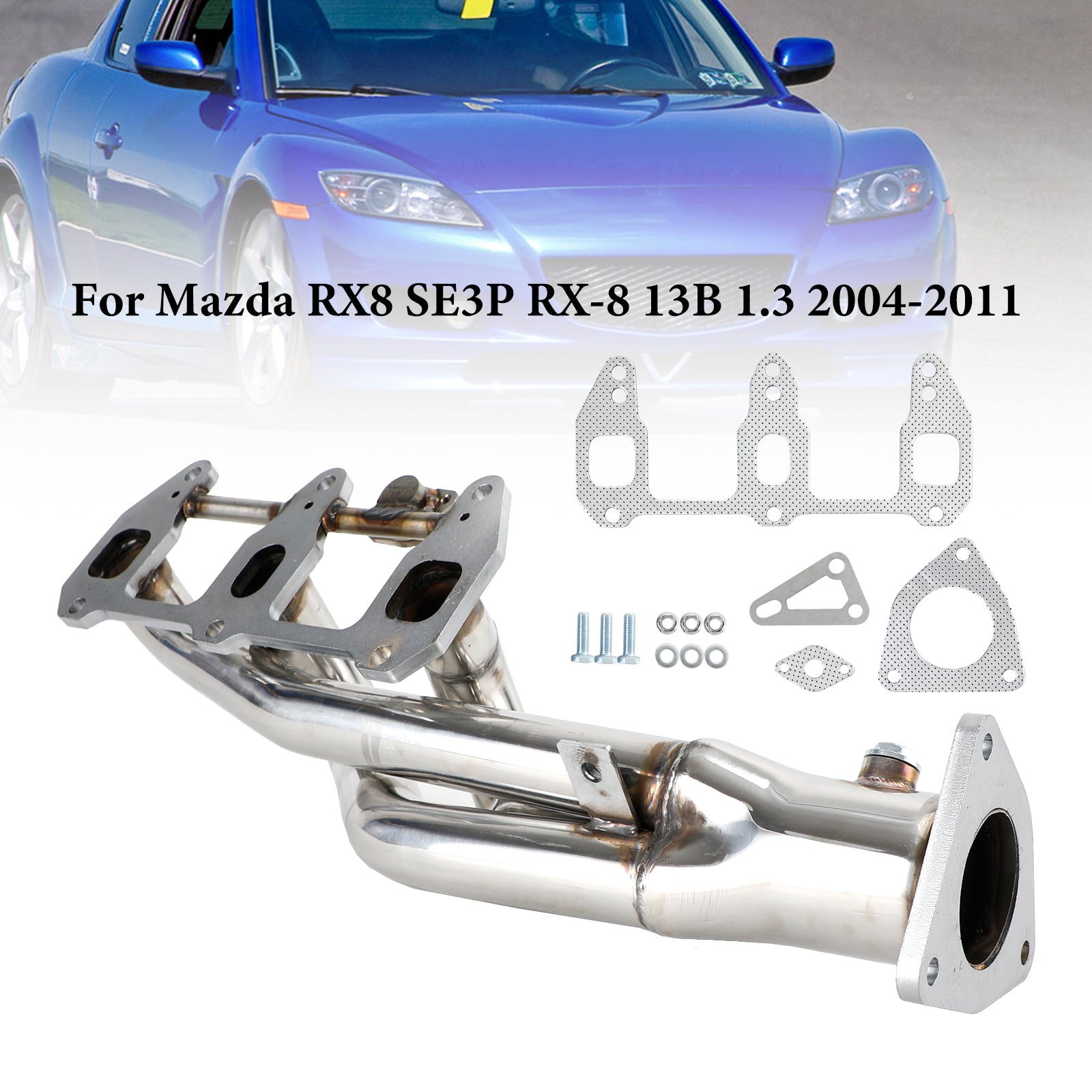 13B-MSP 1.3L Renesis rotatif Wankel moteur en acier inoxydable collecteur d'échappement adapté Mazda RX8 RX-8 R3 GT Grand 2004-2011