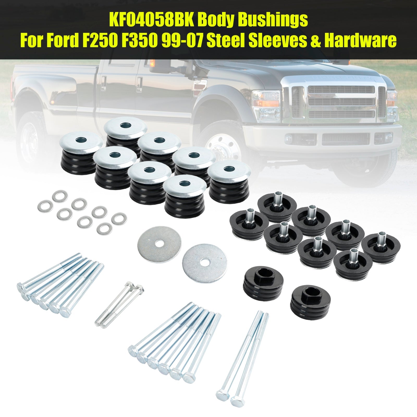 Bagues de corps KF04058BK pour Ford F250 F350 1999 – 2007, manchons et matériel en acier