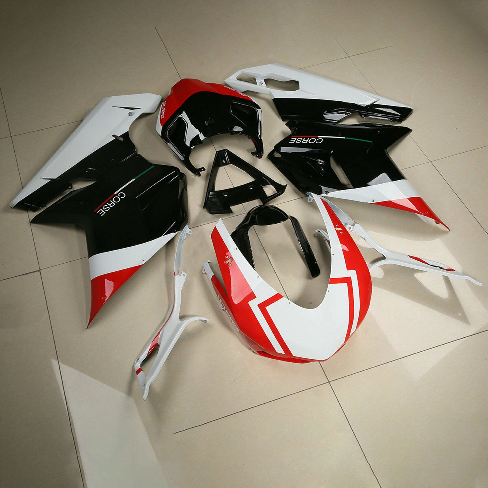 2007-2012 Ducati 1098 848 1198 Red White ABS Fairing Bodywork Kit #20