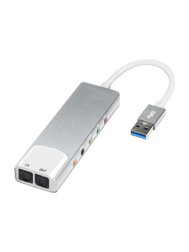 Nouveau Alliage d'aluminium USB Fiber optique SPDIF carte ordinateur externe multifonction