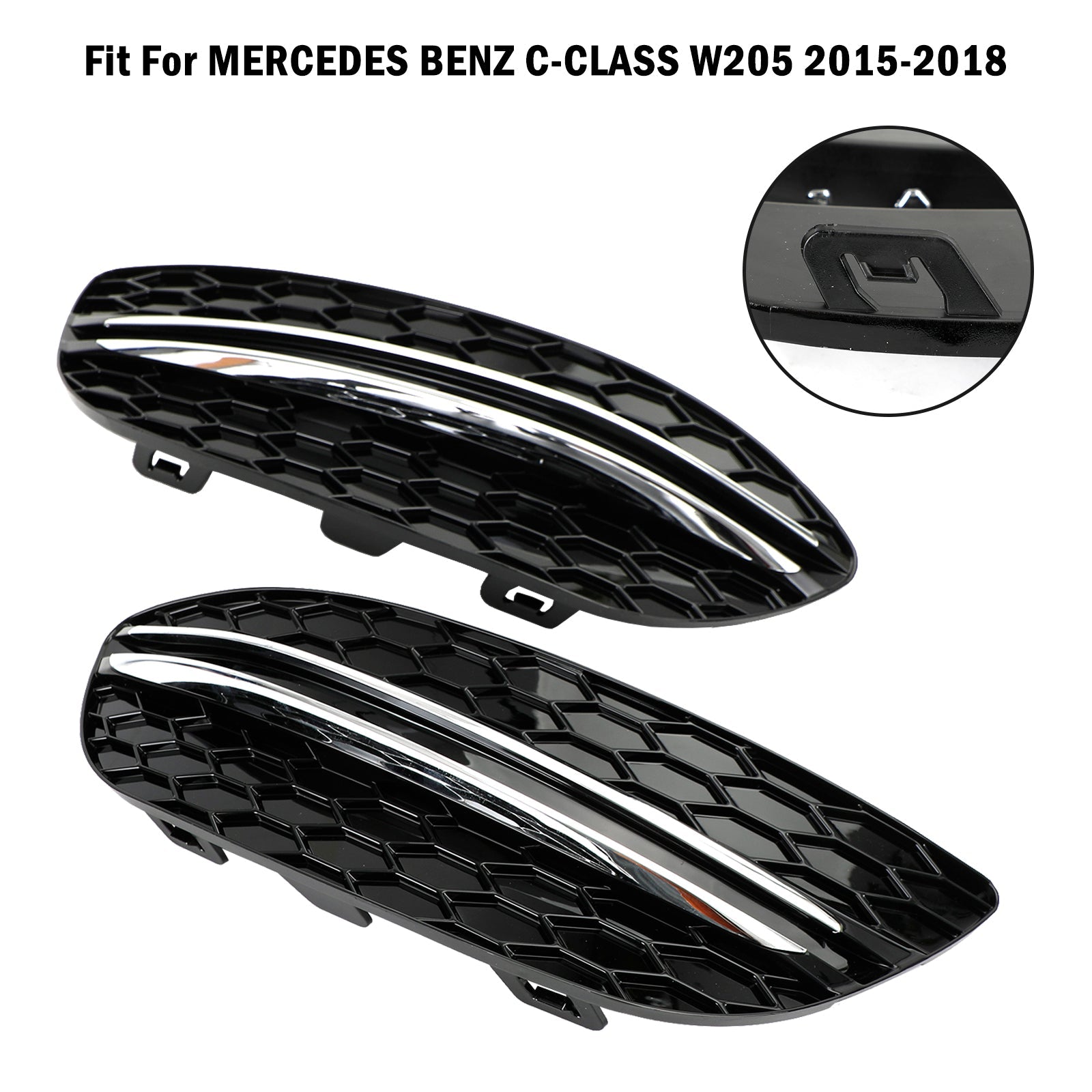 2015-2018 MERCEDES BENZ C-CLASS W205 Base Honeycomb Front Fog Light Cover