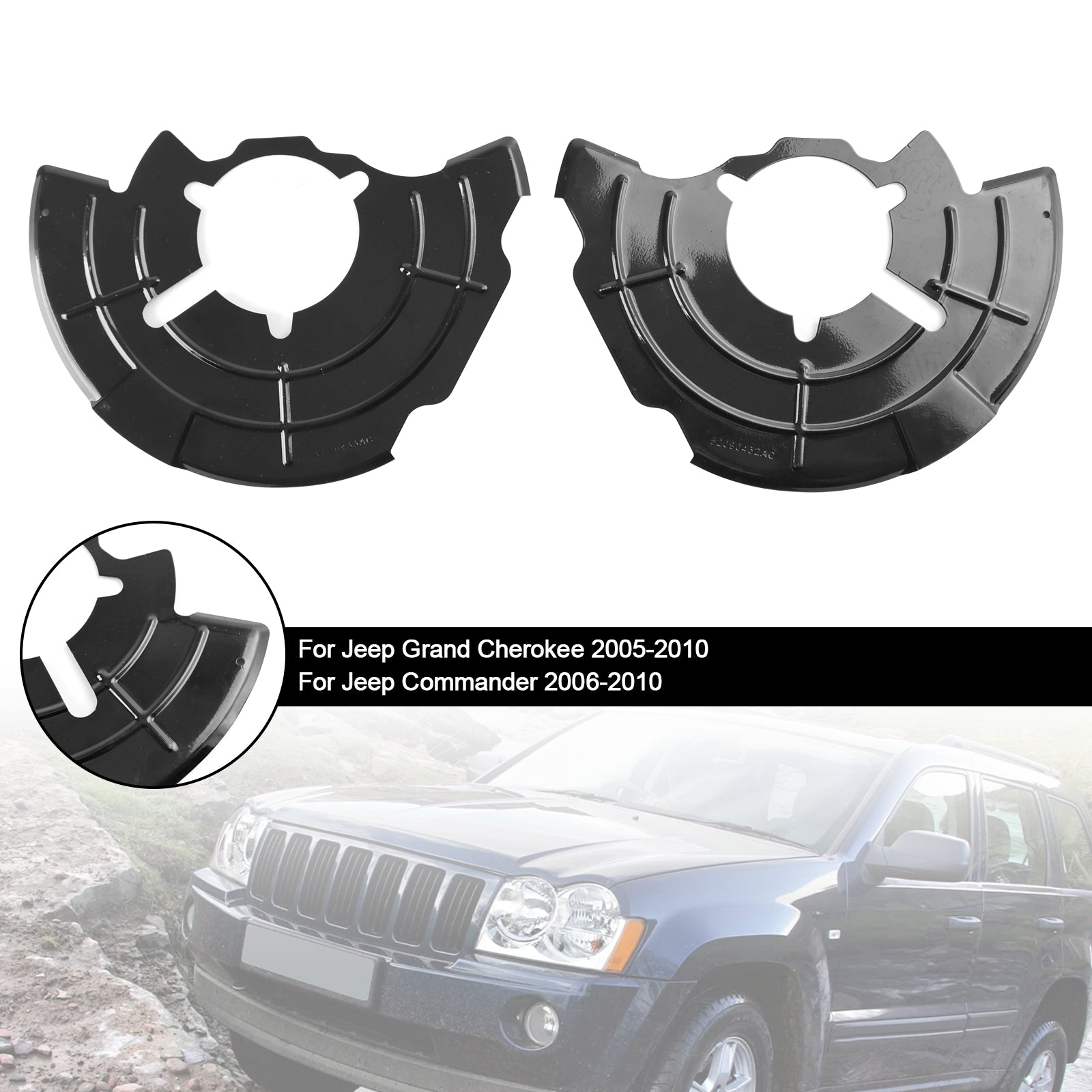 Rechts + links voorrem stofscherm geschikt voor Jeep Grand Cherokee Commander 2005-2010