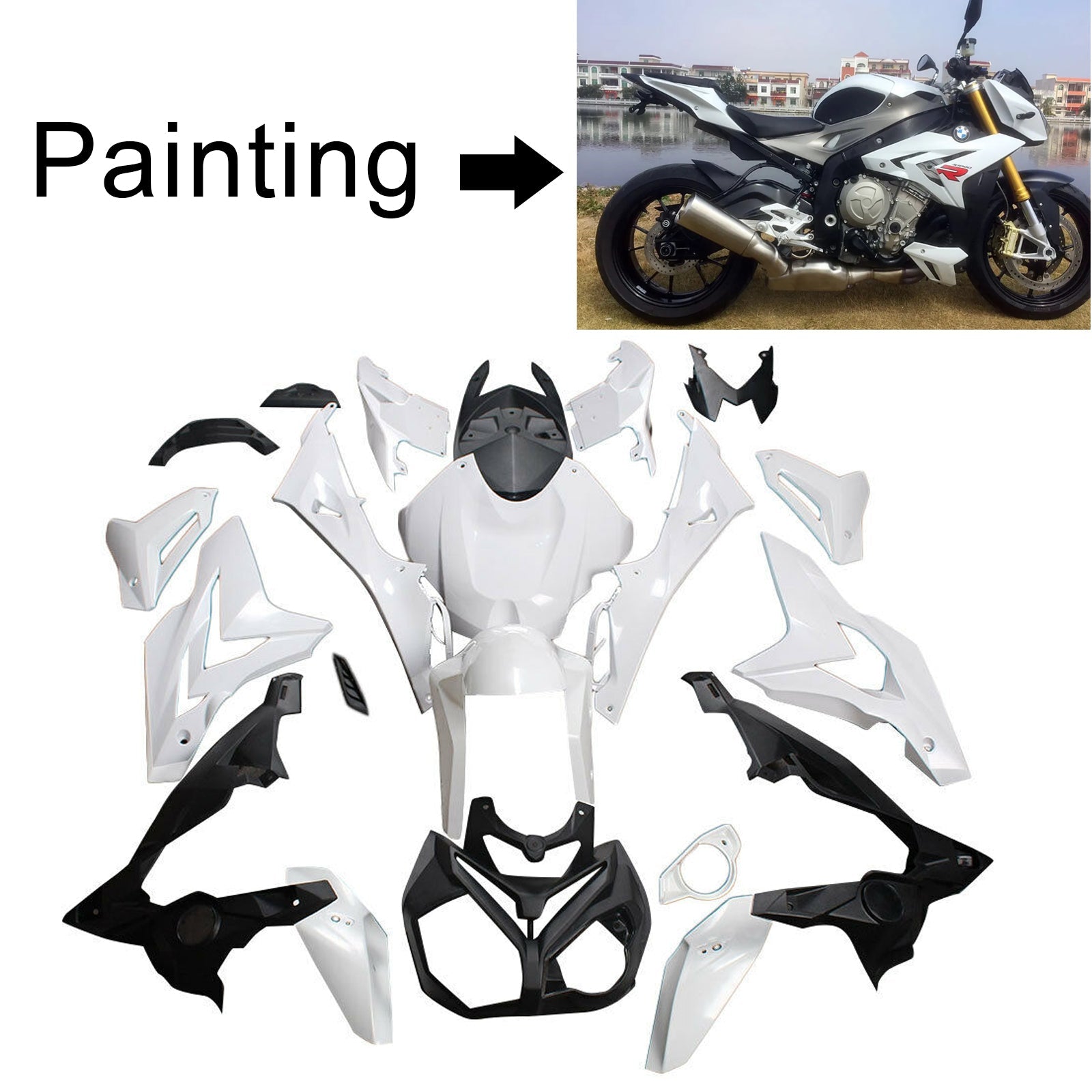 2015-2017 BMW S1000R Amotopart Injection Fairing Kit Karosseri Plast ABS #104