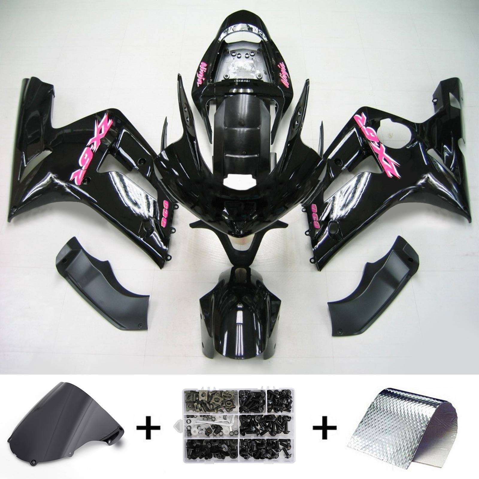 2003-2004 Kawasaki ZX6R 636 Kit de carénage d'injection Amotopart carrosserie plastique ABS #118