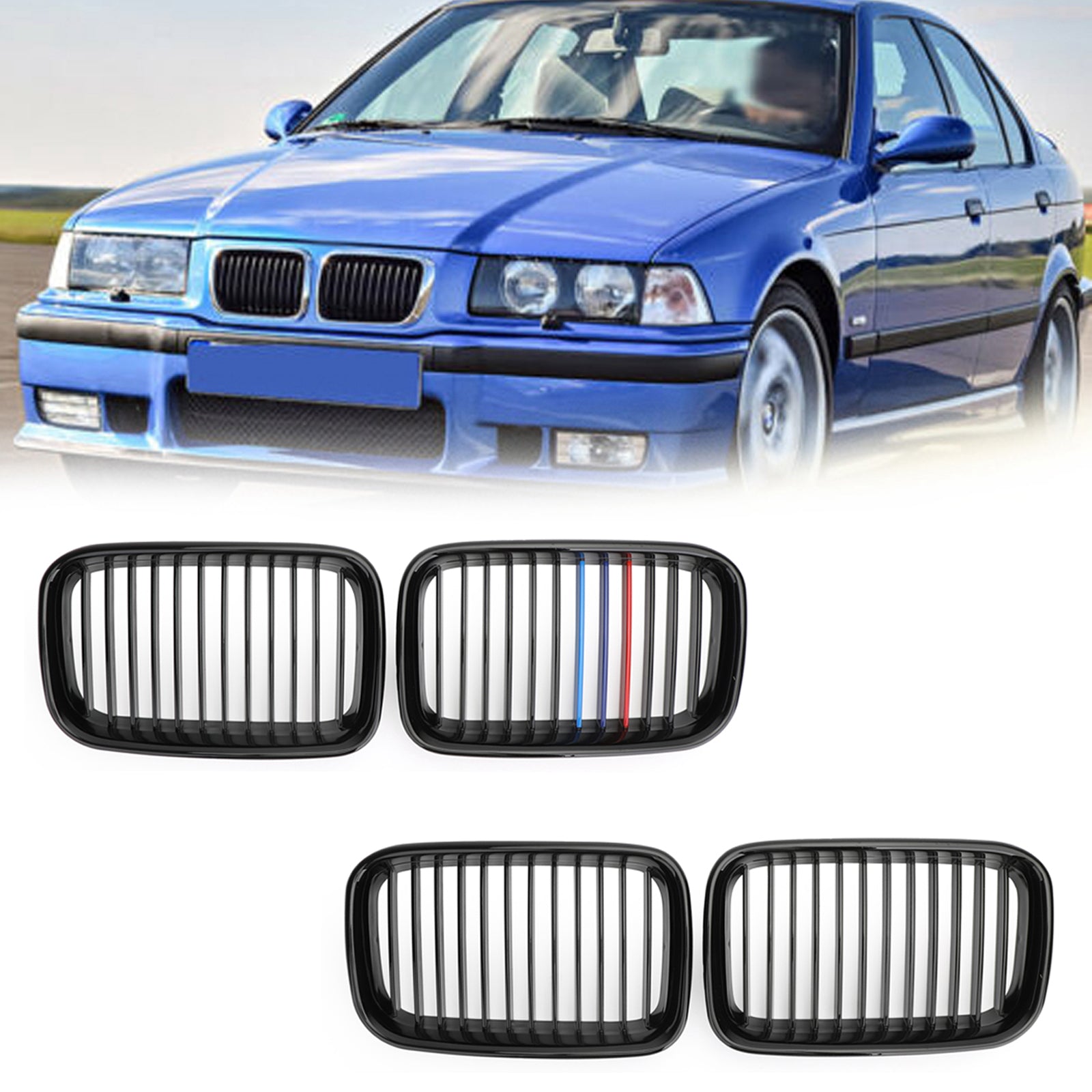 Front Kidney Sport Hood Grill Grille For 1992-1996 BMW E36 318i 325i 51138122237 51138122238 Generic