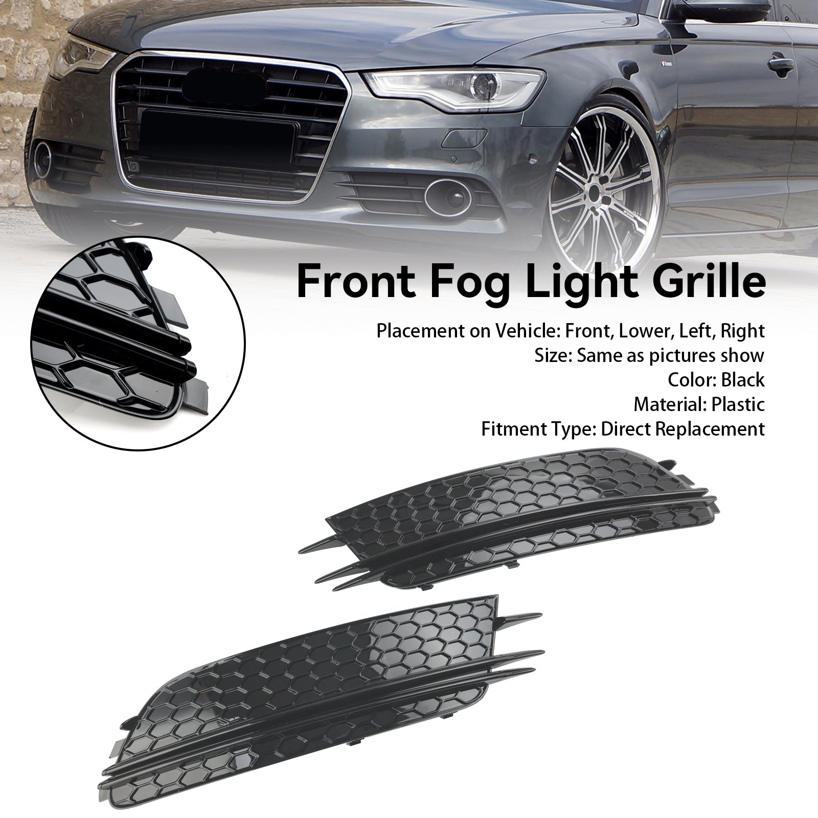 2 Stuks Mistlamp Cover Bezel Grille Grill Fit Audi A6 4G C7 2012-2015