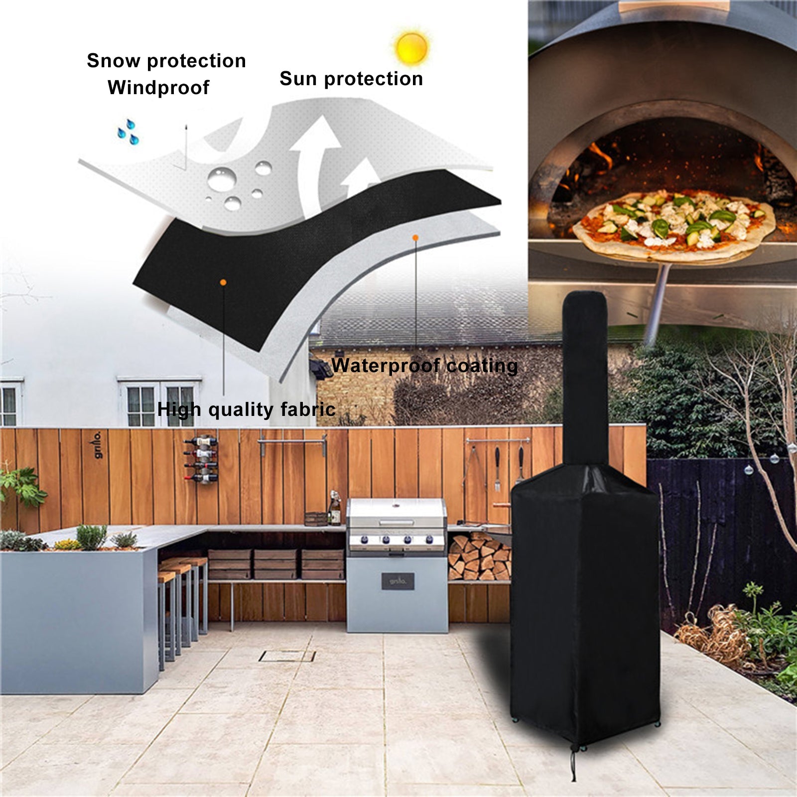 Heavy Duty Outdoor Pizza Oven Cover Bread Oven BBQ Waterproof Dust Protection