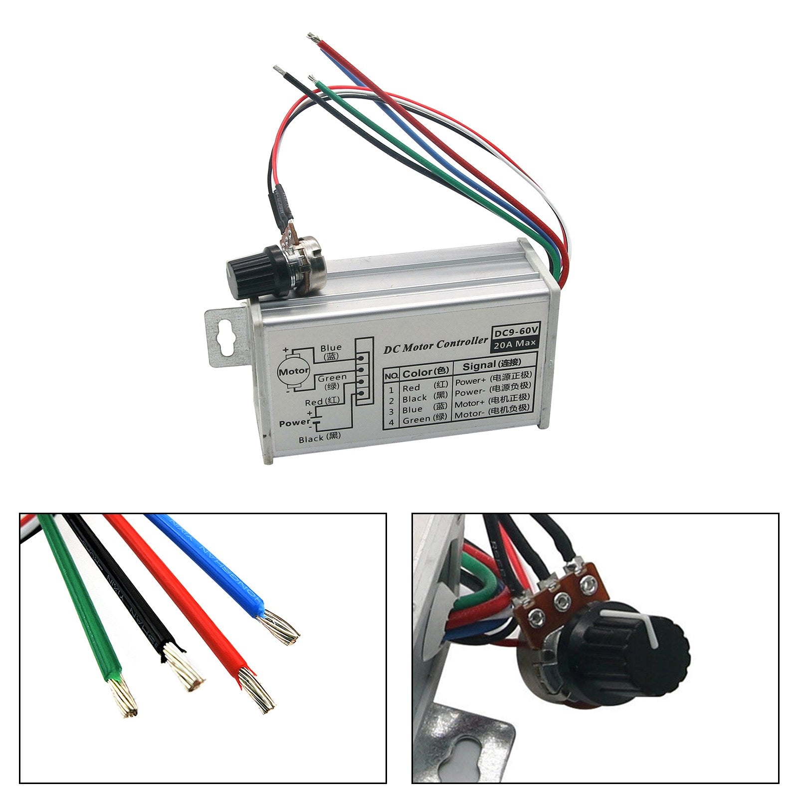 12V 24V Max 20A PWM DC Motor Traploze Variabele Snelheidsregeling Controller Schakelaar