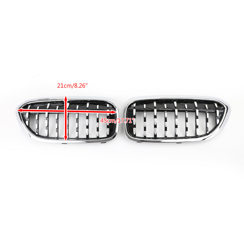 2017-2019 BMW G30 G38 5 Series Pair Chrome Diamond Style Front Grill Generic