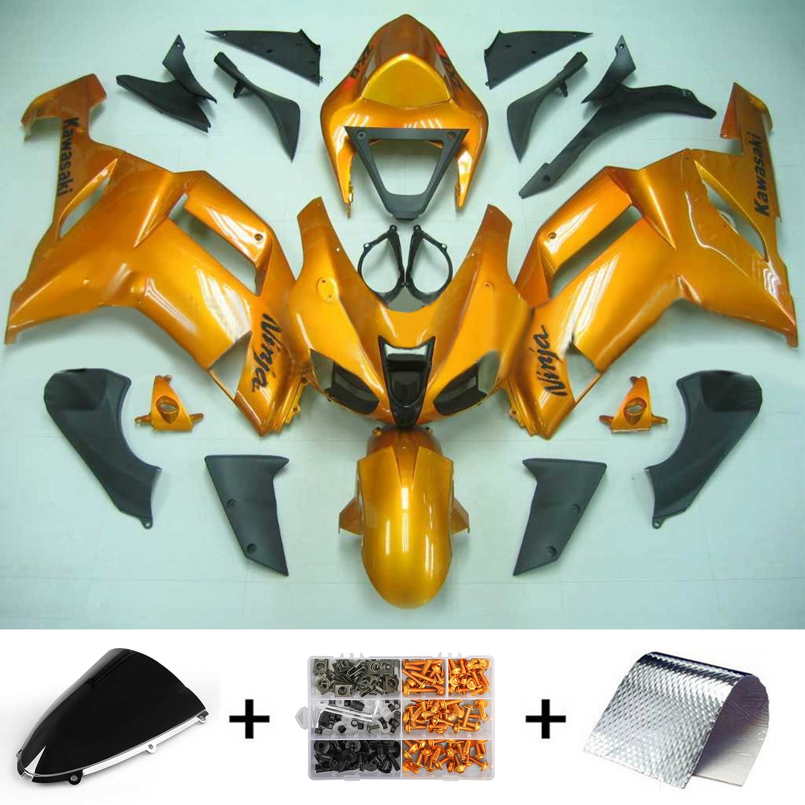 2007-2008 Kawasaki ZX6R 636 Amotopart Injection Fairing Kit Bodywork Plastic ABS #118