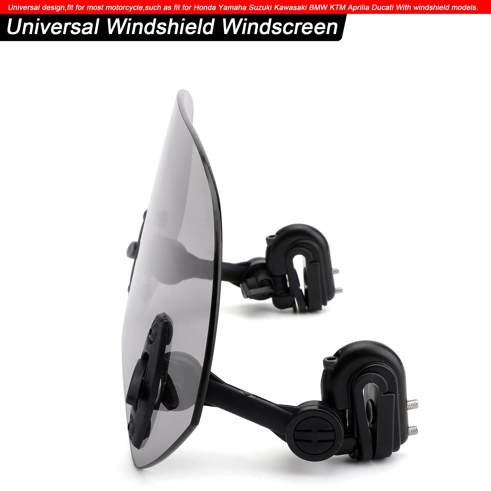 Motorcycle Adjustable Clip On Windshield Extension Spoiler Wind Deflector