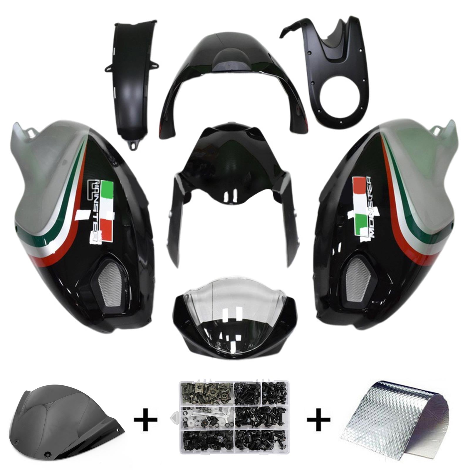 Alle år Ducati Monster 696 796 1100 S EVO Fairing Kit Karosseri