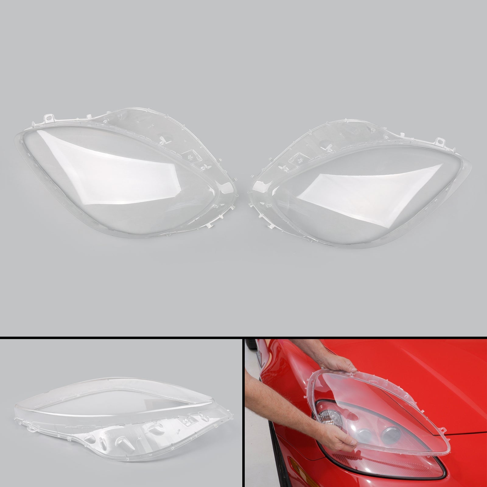 Headlight Replacement Lens Driver Passenger L+R PAIR Fits For Corvet C6 05-2013 Generic