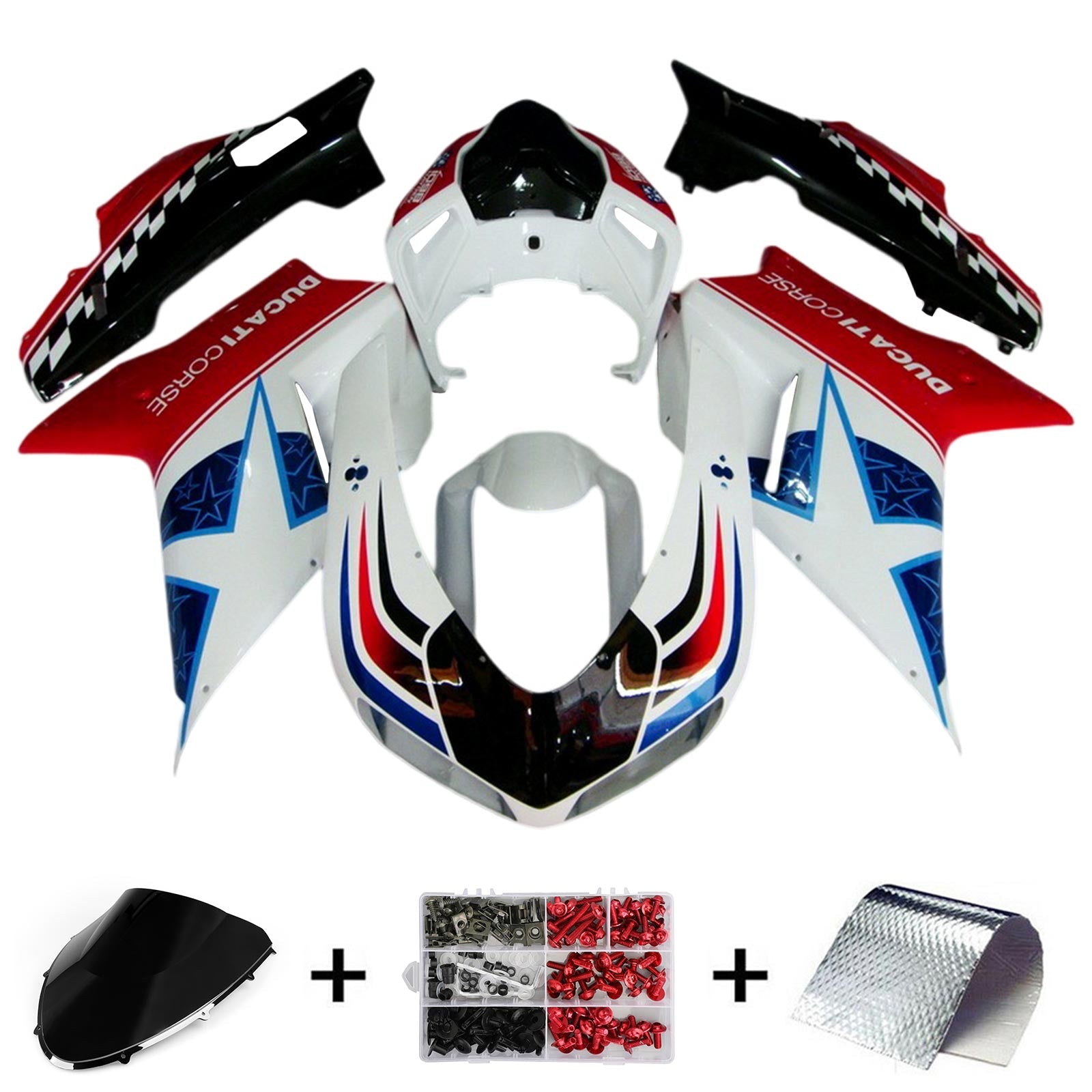 2007-2011 Ducati 1098 1198 848 Kit de carenado Carrocería ABS