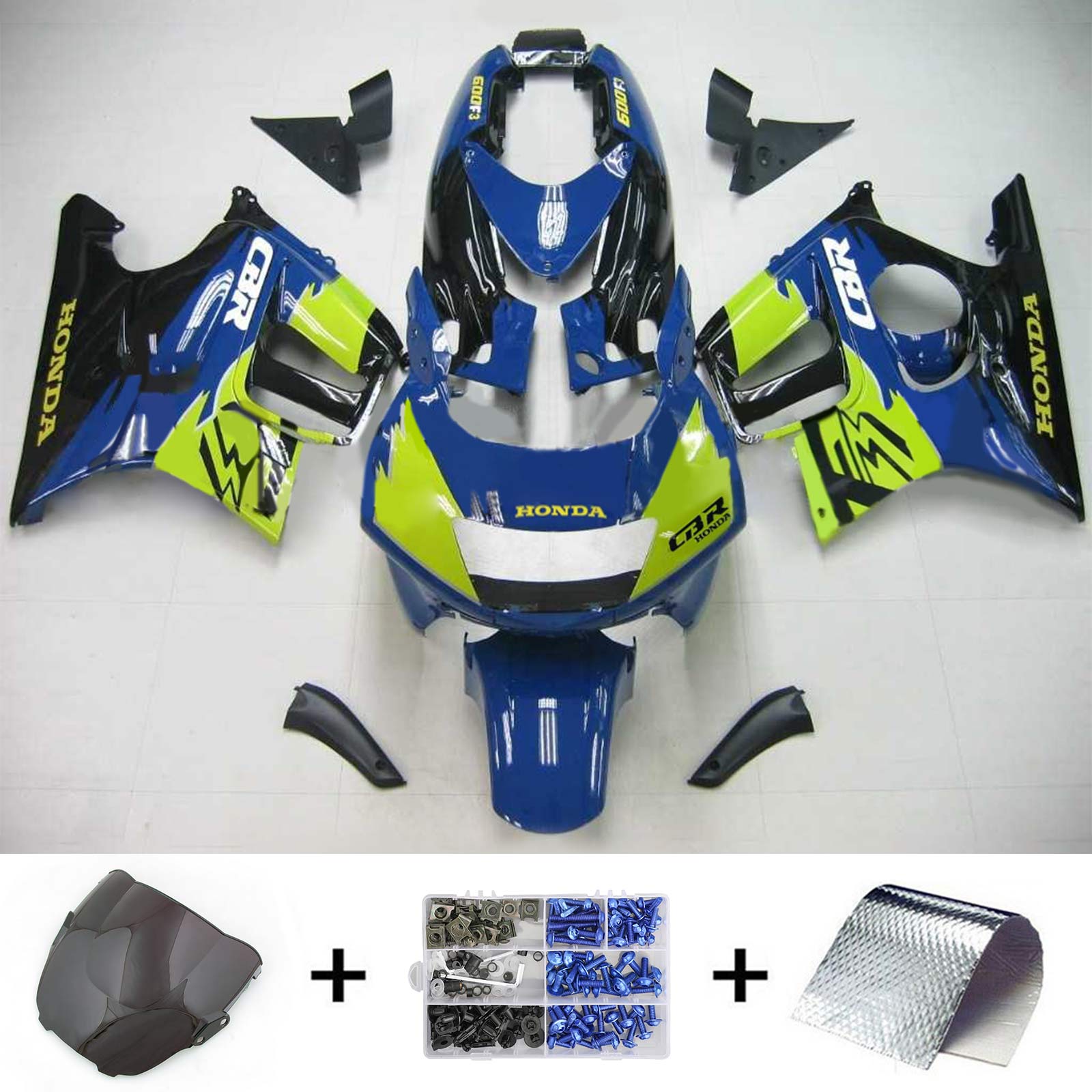 1995-1996 Honda CBR600 F3 Amotopart Kit de carénage d'injection carrosserie plastique ABS #102