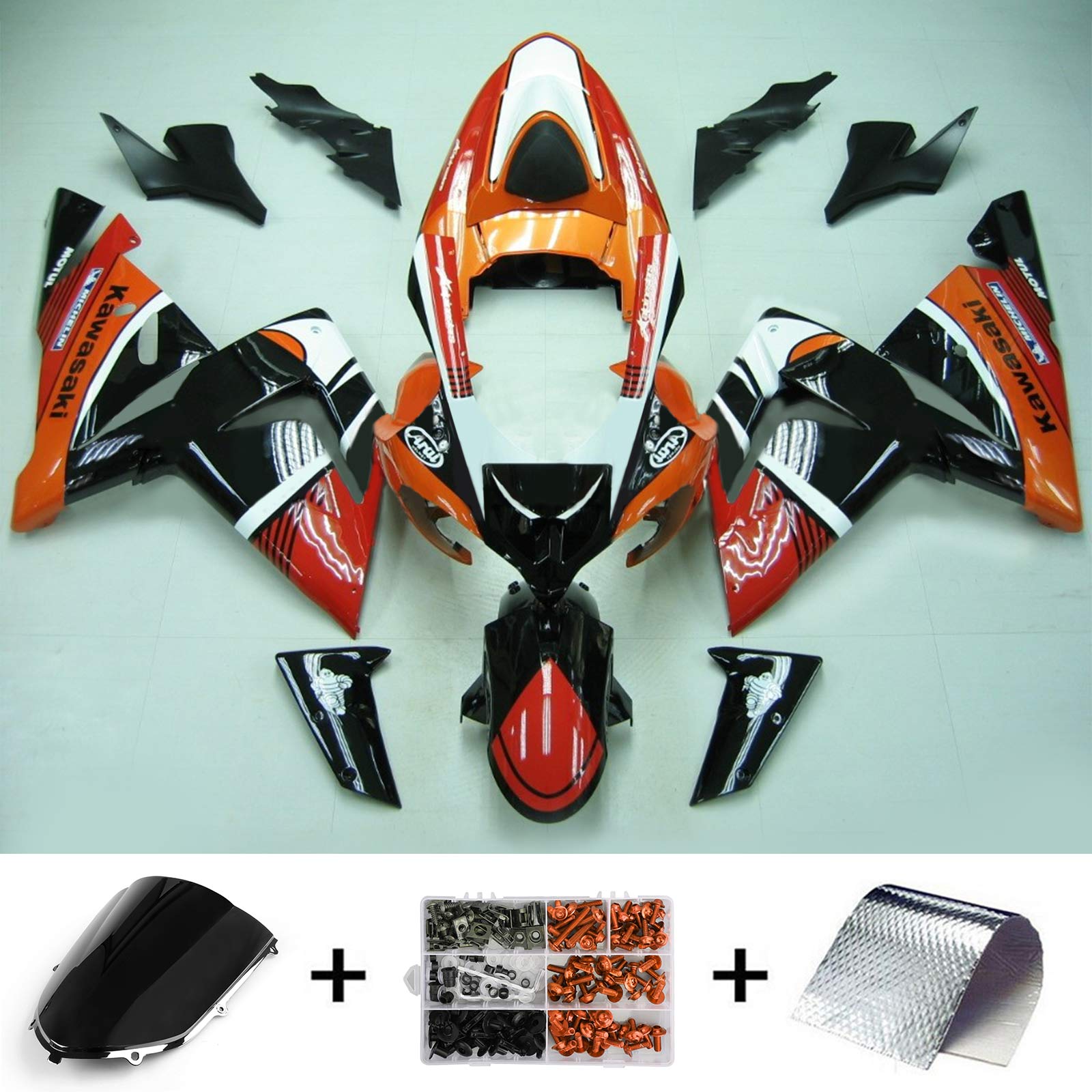 2004-2005 Kawasaki ZX10R Amotopart Injection Fairing Kit Bodywork Plastic ABS #121