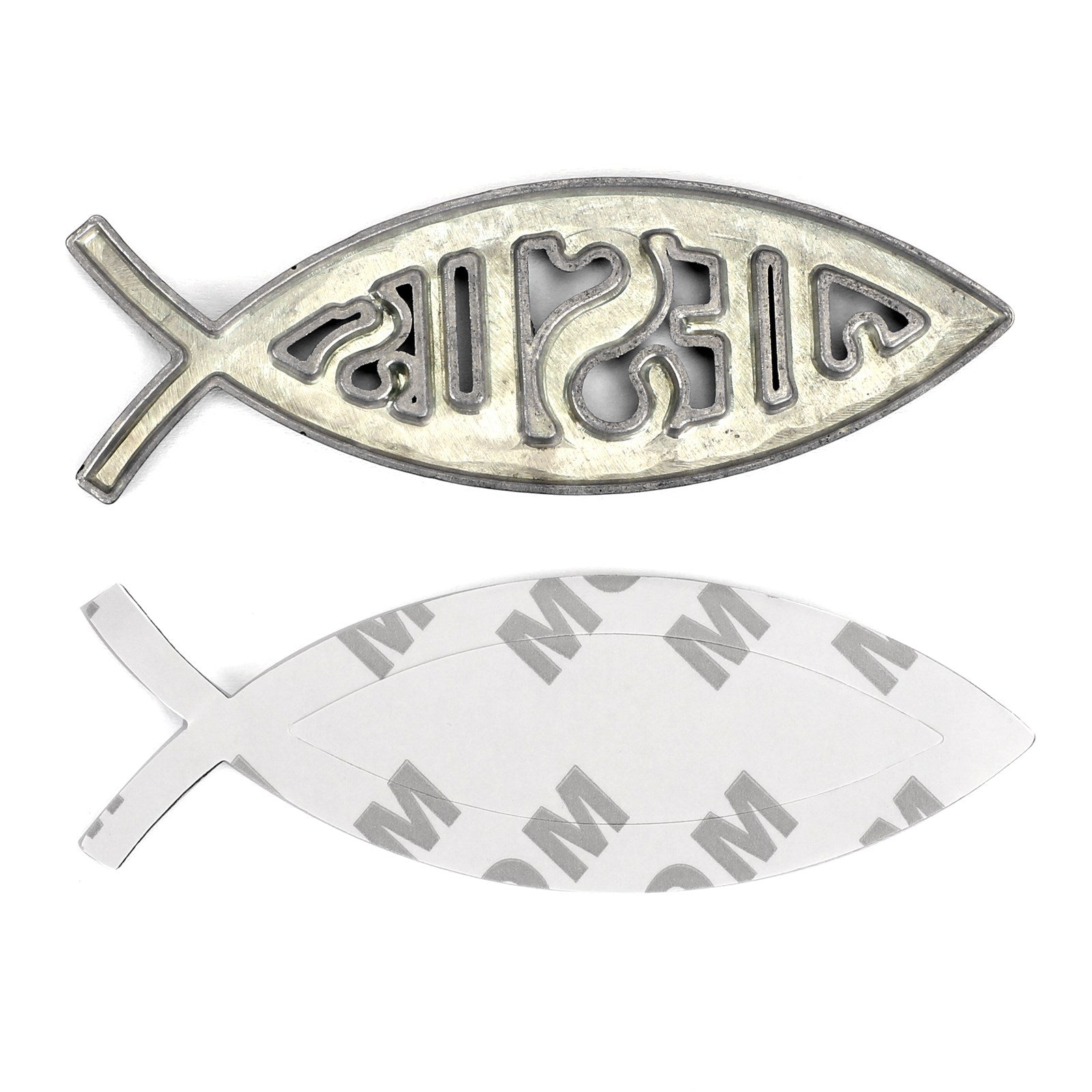 3D Car Decal Emblem Sticker Religious God For Jesus Christian Fish Symbol Silver Generic