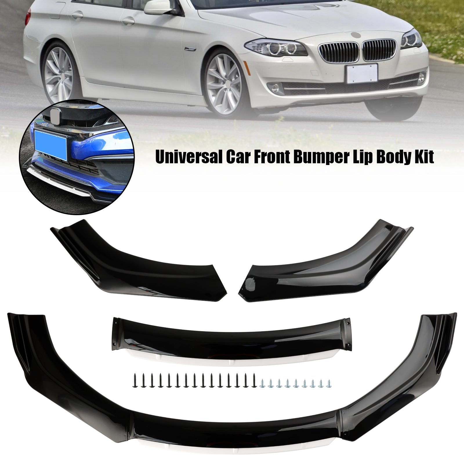 Universele auto voorbumper lip bodykit splitter diffuser beschermer zwart wit