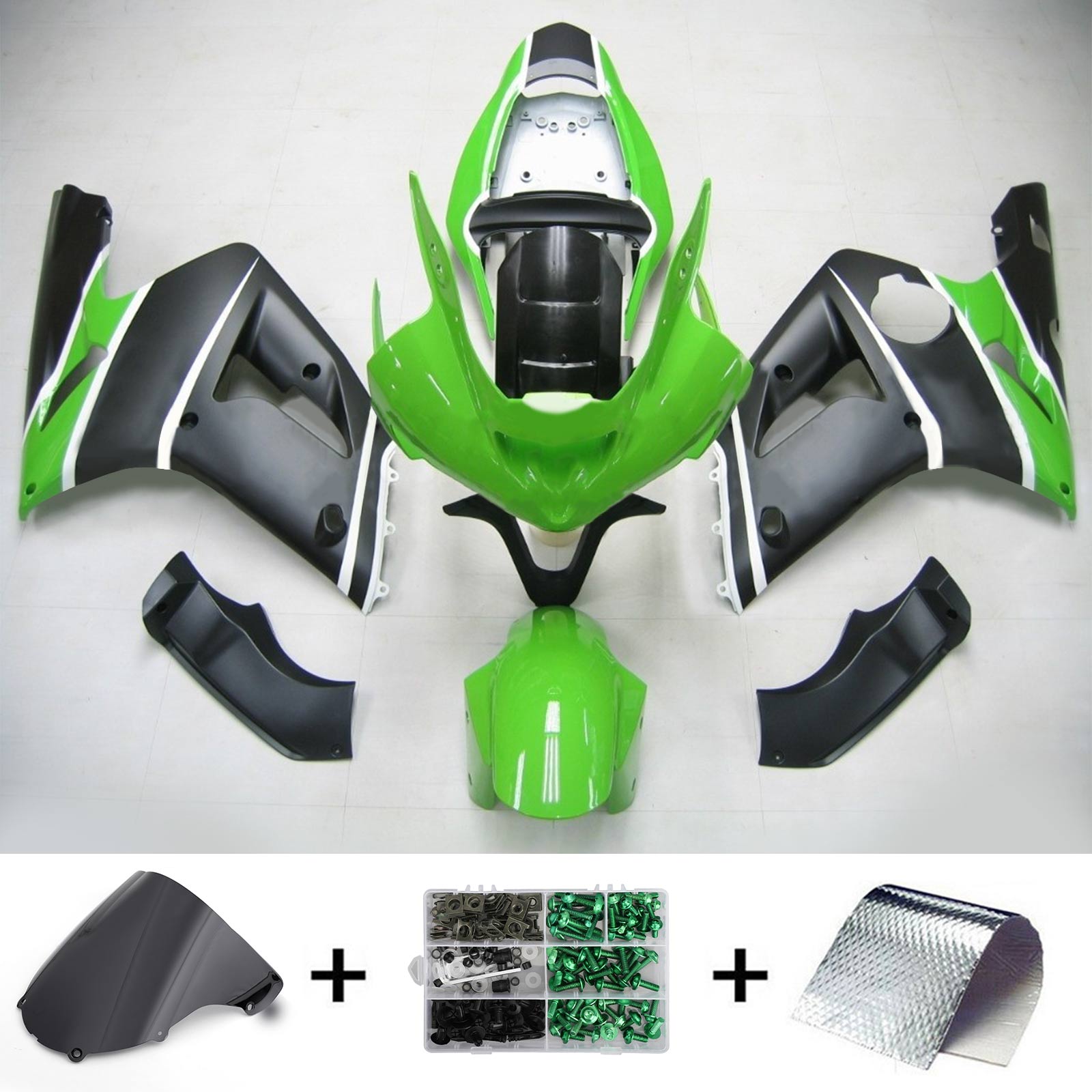 2003-2004 Kawasaki ZX6R 636 Kit de carénage d'injection Amotopart carrosserie plastique ABS #117