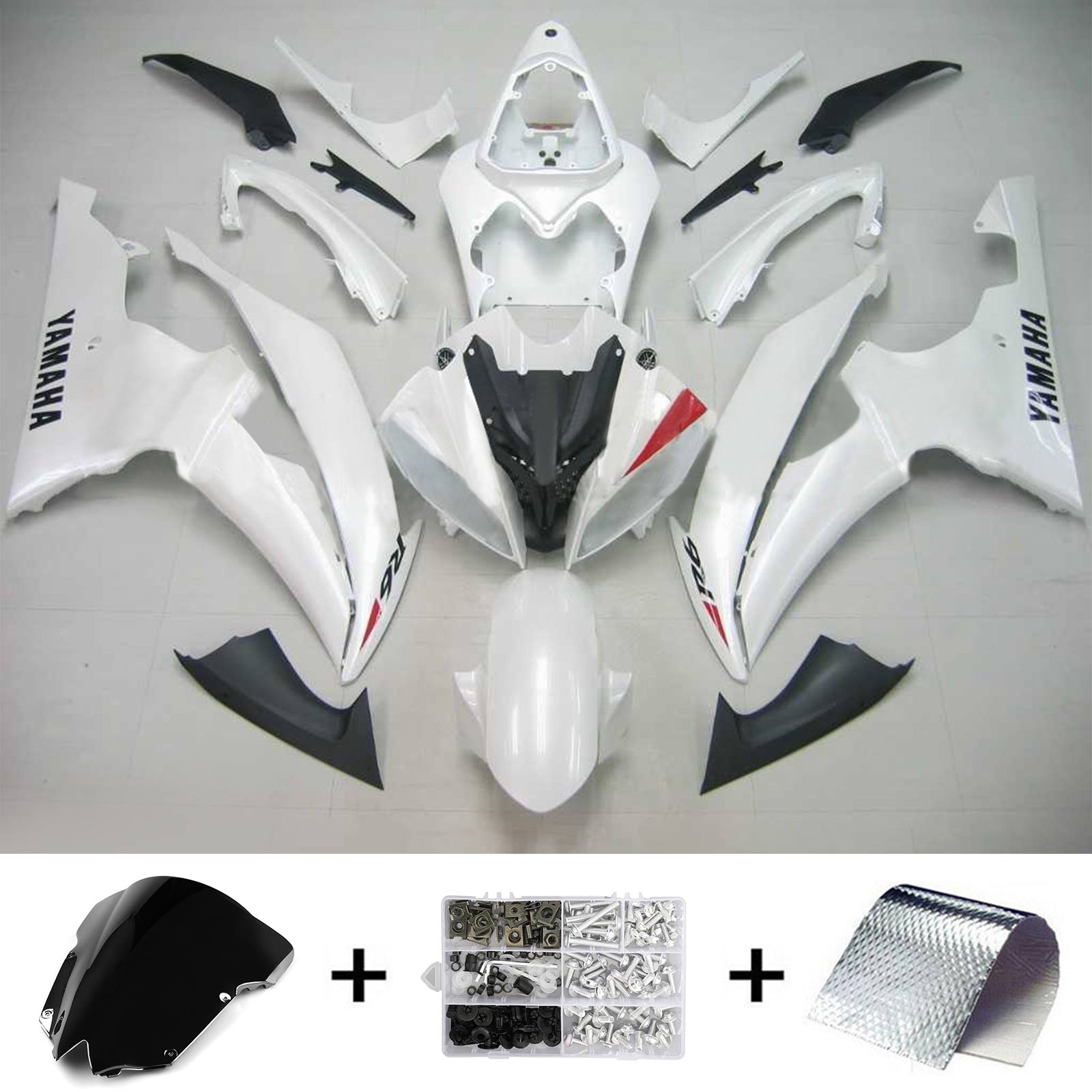 2008-2016 Yamaha YZF 600 R6 Amotopart Kit de carénage d'injection carrosserie plastique ABS #122