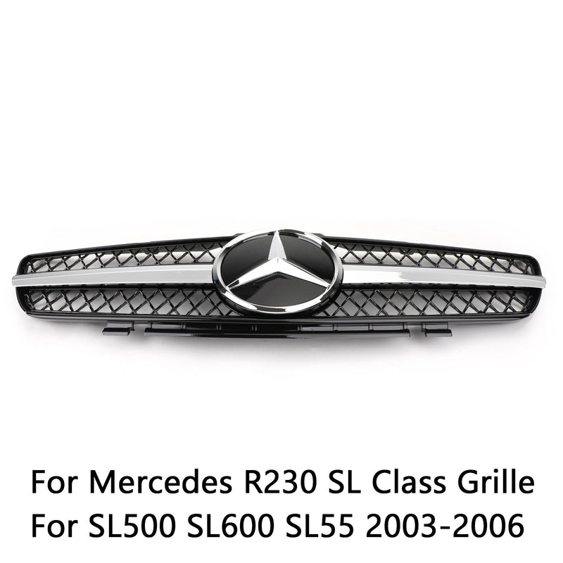 2003-2006 Mercedes R230 SL500 SL600 1 Fin Star AMG Grille Grill black Generic